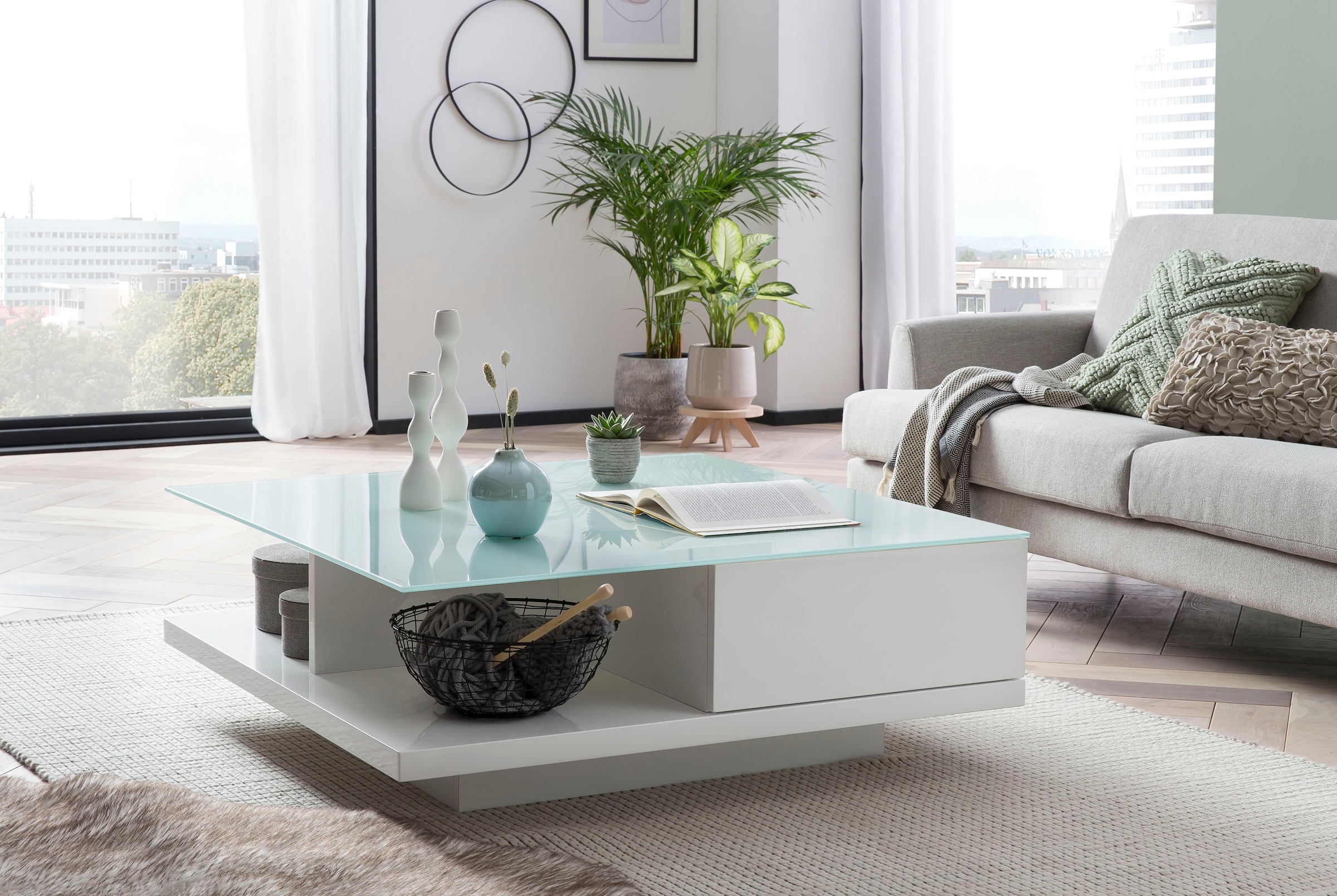 SalesFever Couchtisch, Kristallklare Tischplatte aus gehärtetem Glas günstig online kaufen
