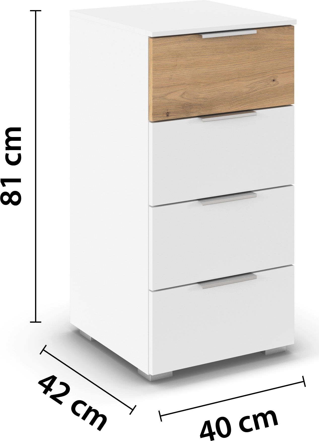 OTTO home Schubkastenkommode »Highboard Sideboard Schubladenkommode Kommode Schlafzimmer ASTANA« Breite 40 cm / Höhe 81 cm,  mit 4 geräumigen Schubladen, Kantengriff in Alufarben MADE IN GERMANY