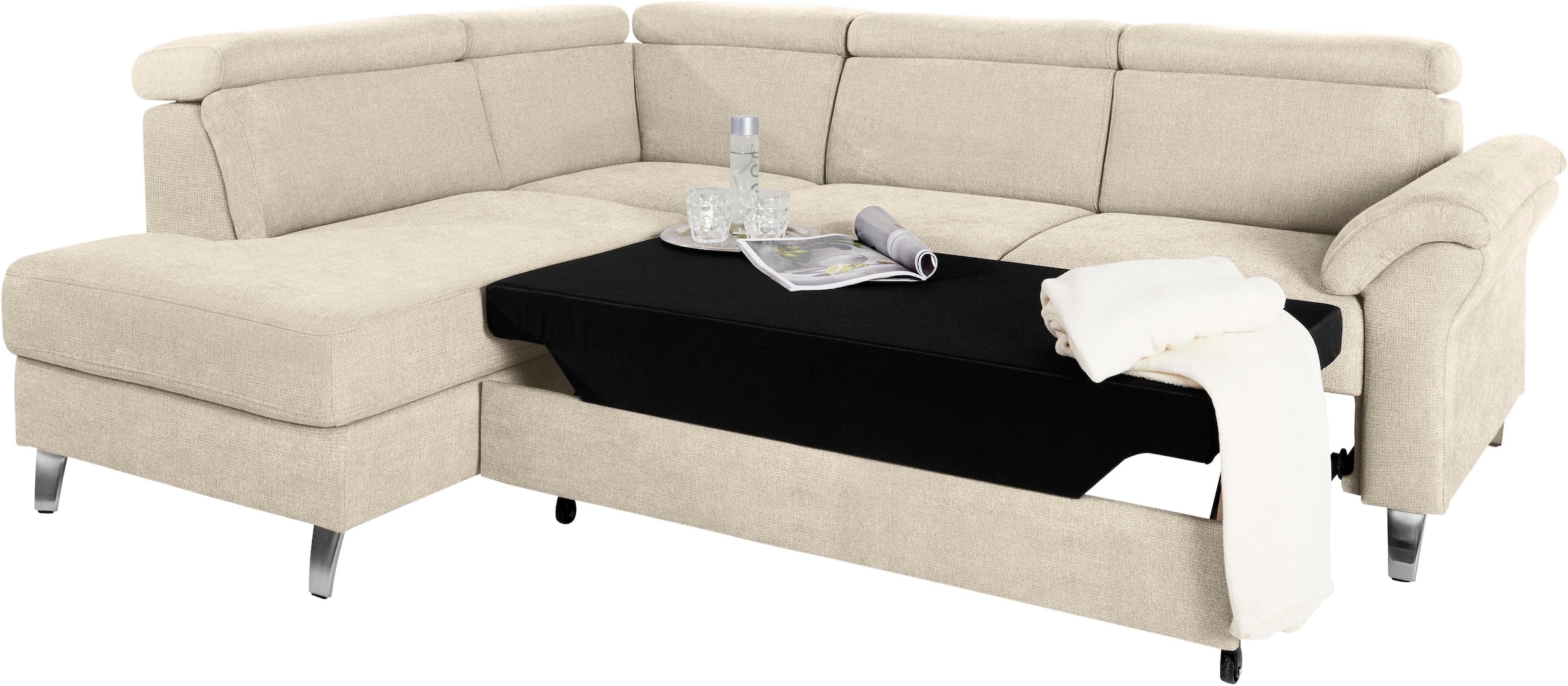 sit&more Ecksofa, inklusive Kopfteilverstellung, wahlweise mit Bettfunktion und Bettkasten