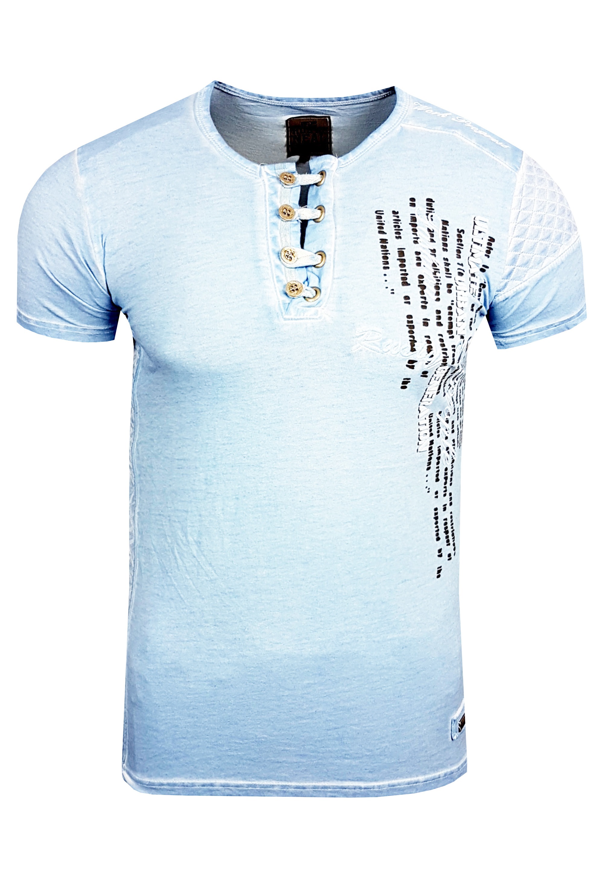Rusty Neal T-Shirt, mit schicker Knopfleiste