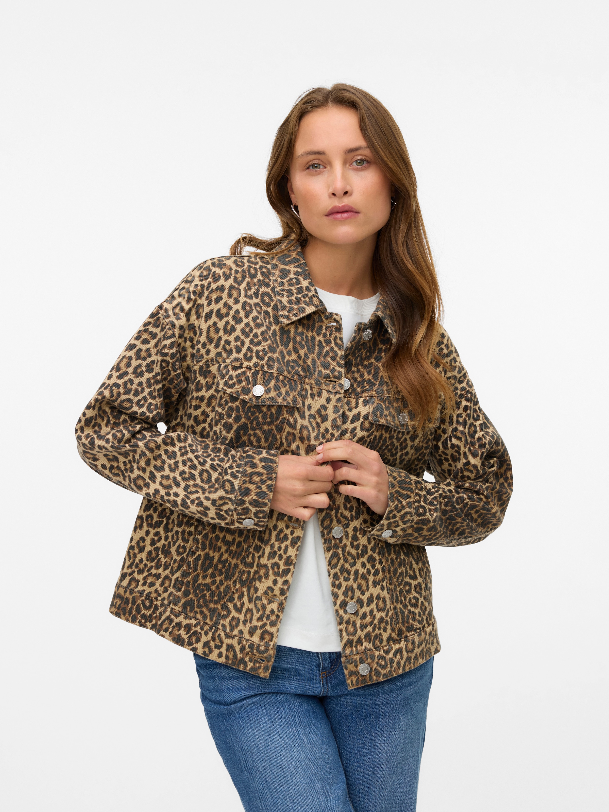 Vero Moda Kurzjacke "VMTESSA LS OVERSIZE DNM AOP JACKET NOOS" mit Animal-Pr günstig online kaufen