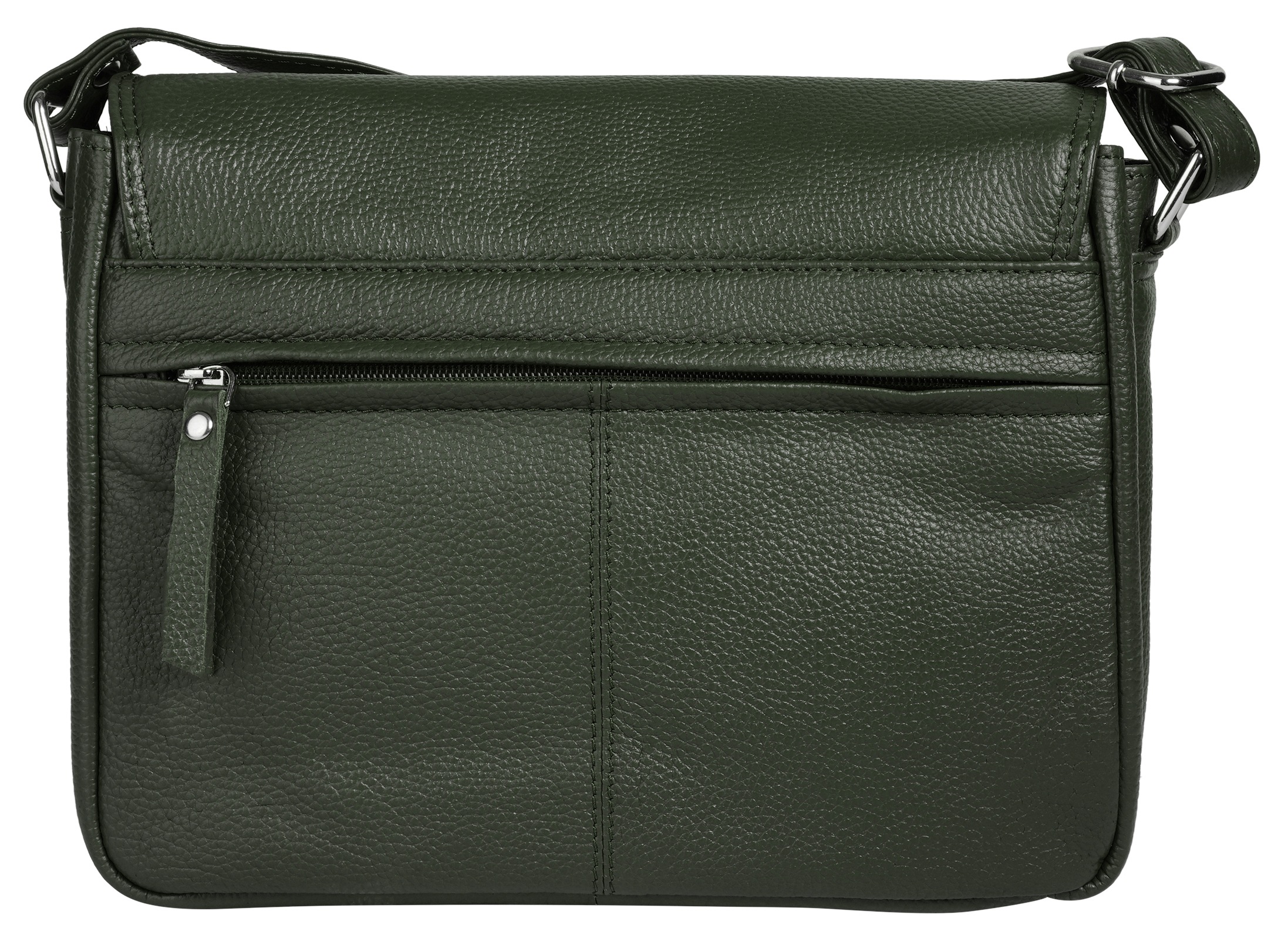 Umhängetasche BRUNO BANANI, Damen, Gr. B/H/T: 24cm x 19cm x 7cm onesize, grün (oliv), Leder, leicht glänzend, unifarben, Taschen Umhängetasche, echt Leder 2