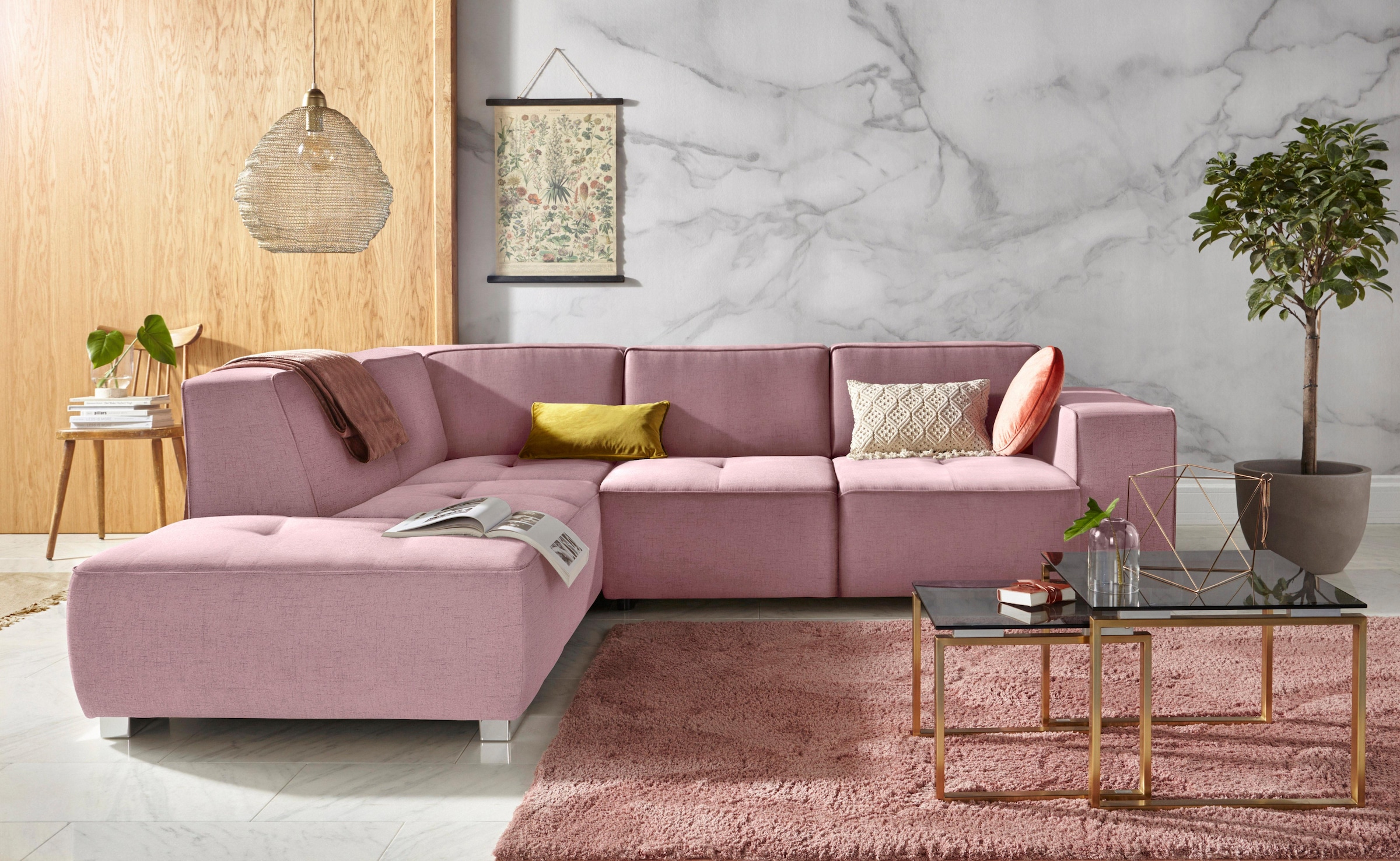 Home affaire Ecksofa "Sapporo L-Form" wahlweise Bettfunktion oder Sitztiefe günstig online kaufen