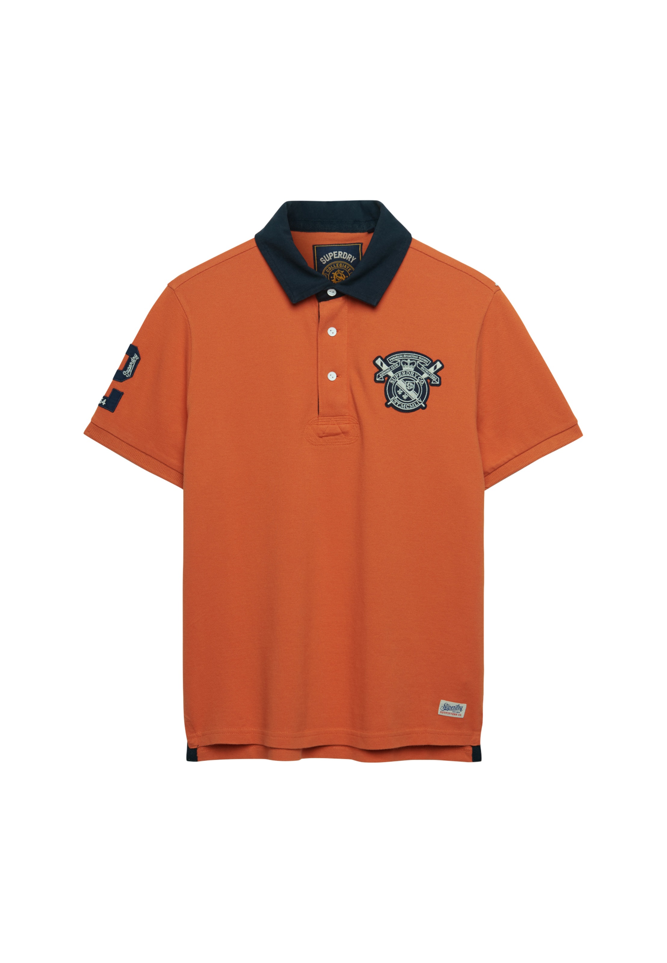 SUPERDRY Herren Poloshirt "VINTAGE PIQUE RUGBY POLO"prep orange, Gr. M, bedruckt, Single Jersey, Obermaterial: 100% Baumwolle, Shirts