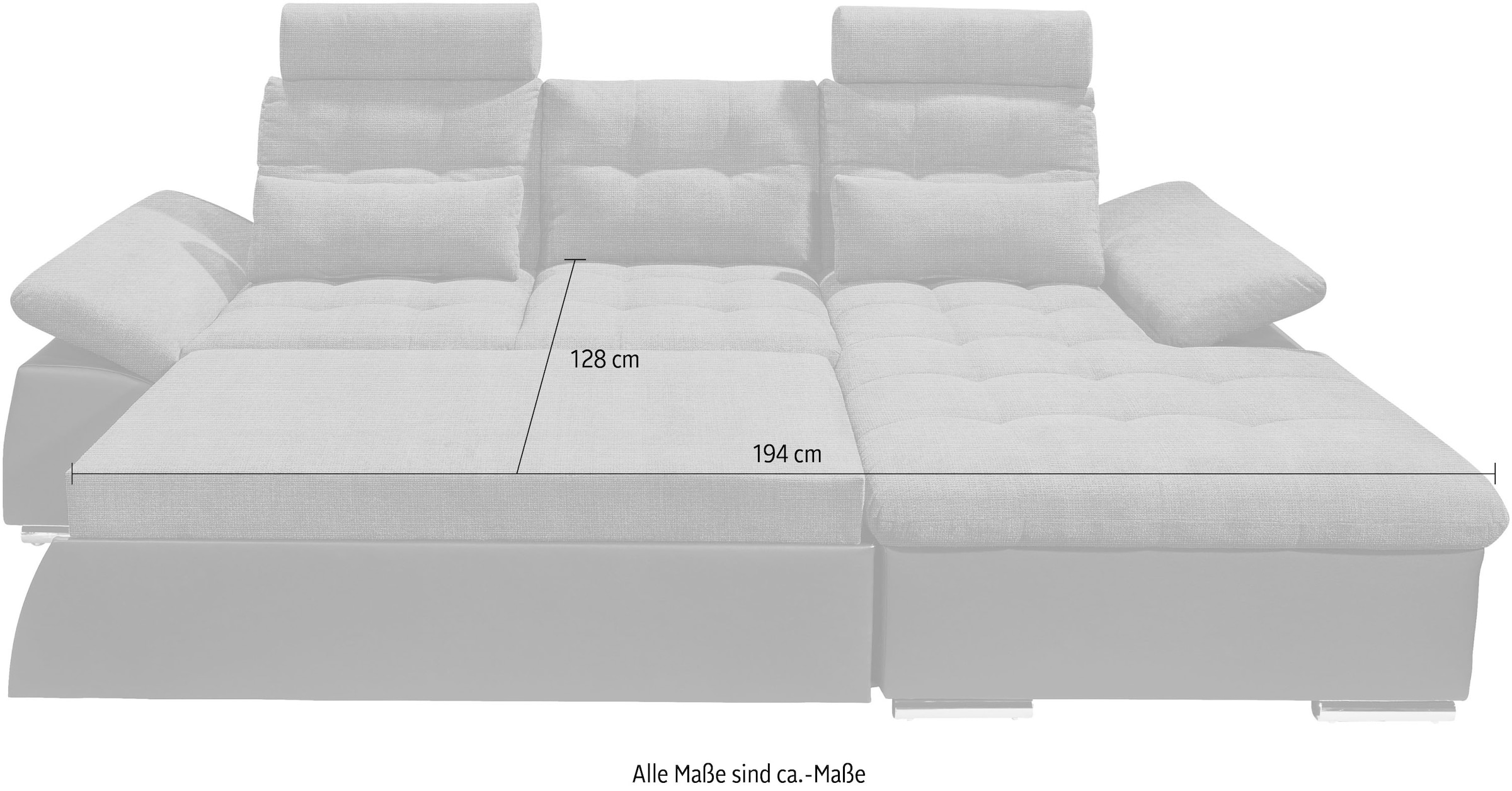 ED EXCITING DESIGN Ecksofa »Jakarta L-Form«, mit Bettfunktion, Kopfstützen, Nierenkissen, Armteilverstellung