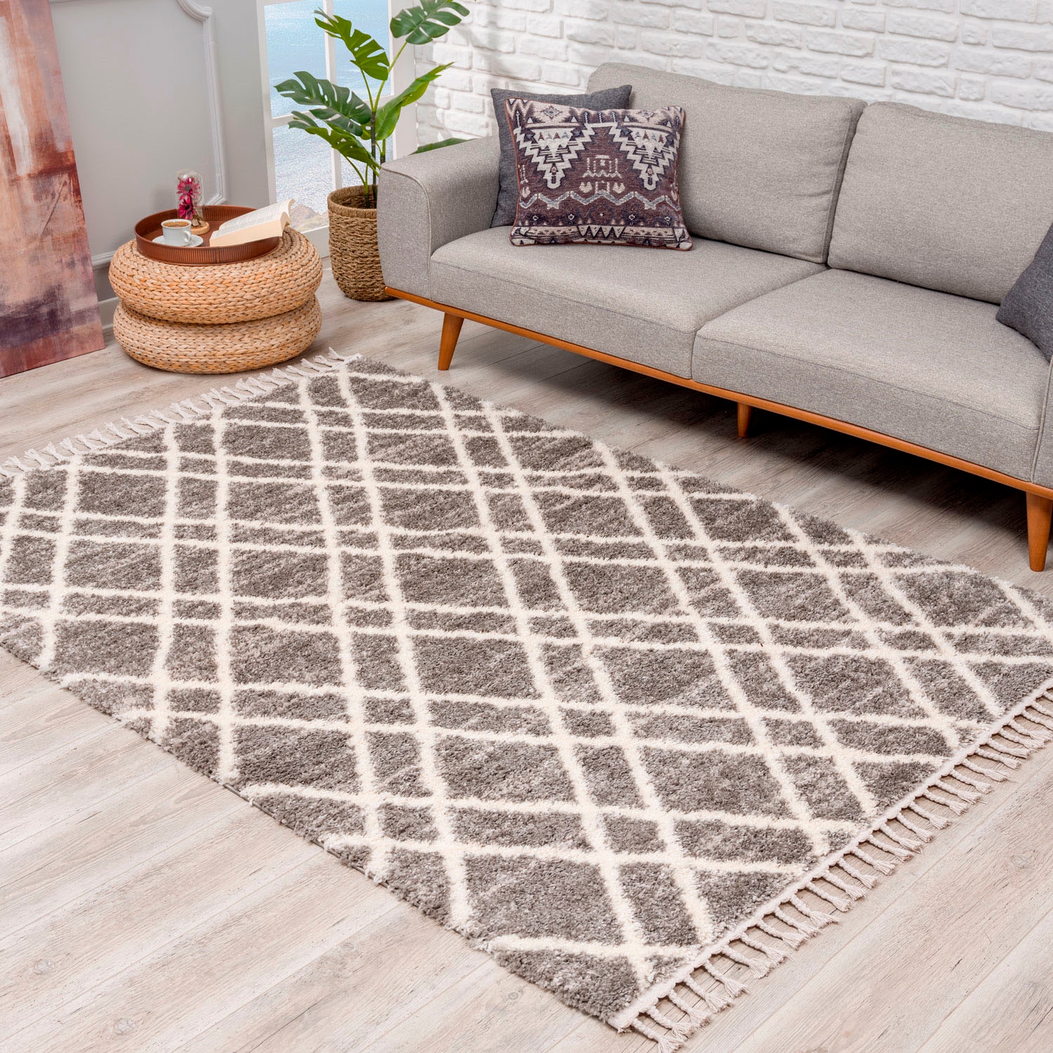 Carpet City Hochflor-Teppich weich, »Pulpy besonders Rauten-Optik BAUR Fransen, rechteckig, | mit 540«