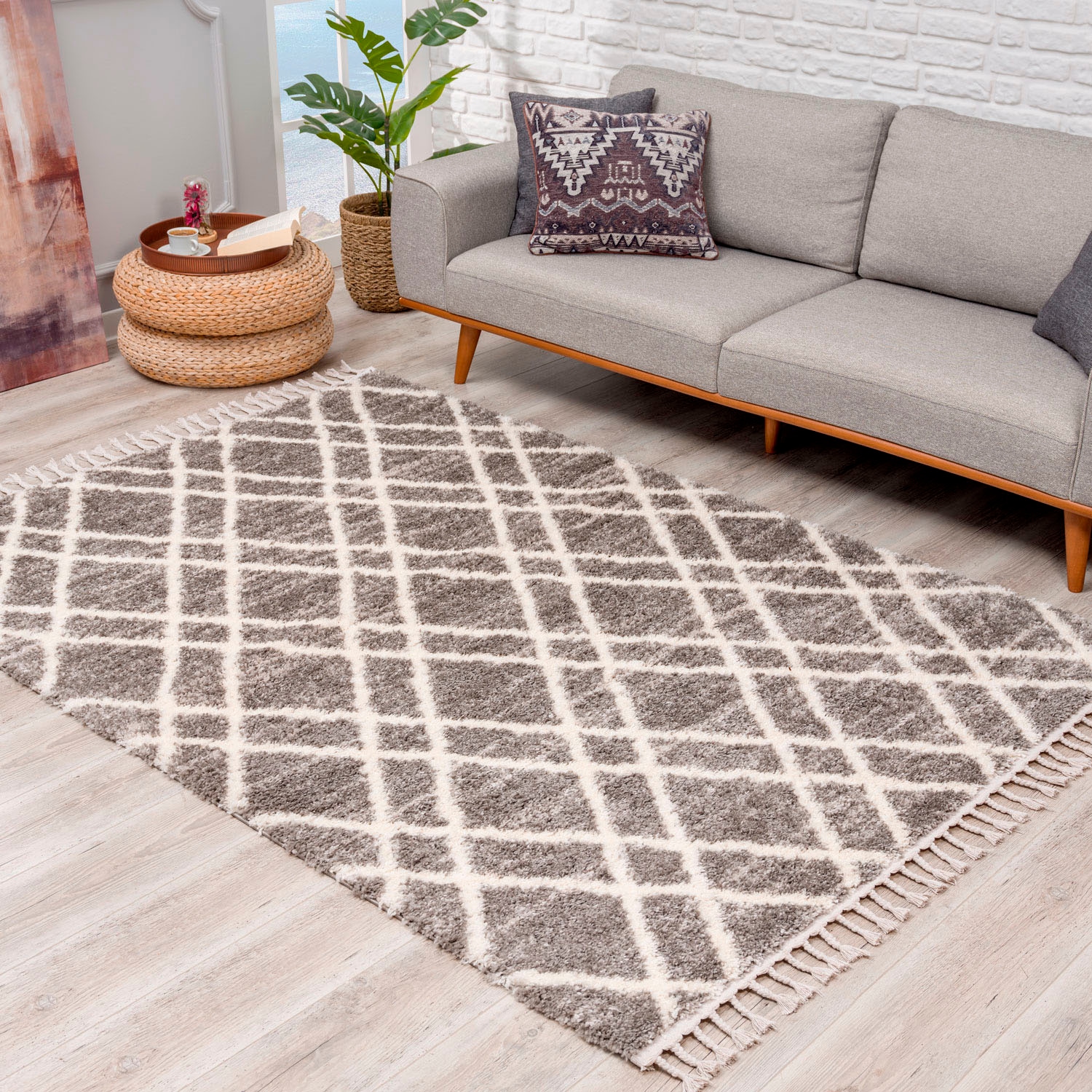 Carpet City | 540«, rechteckig, Rauten-Optik »Pulpy weich, BAUR mit Hochflor-Teppich besonders Fransen