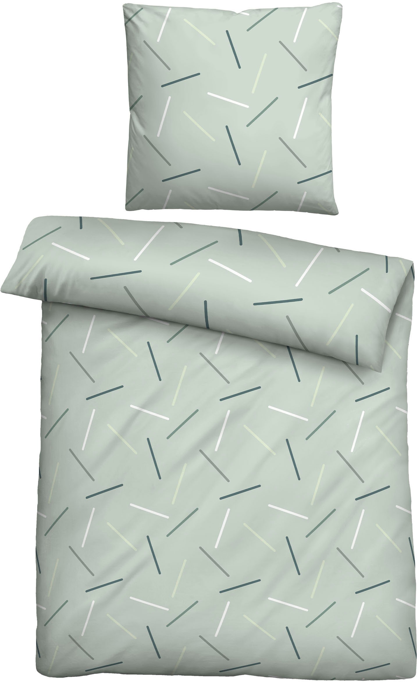 Thumbnail - Biberna Bettwäsche "0025010" 2 Stk. tlg. absolut bügelfrei, 100% Baumwolle, mit Reißverschluss, ganzjährig