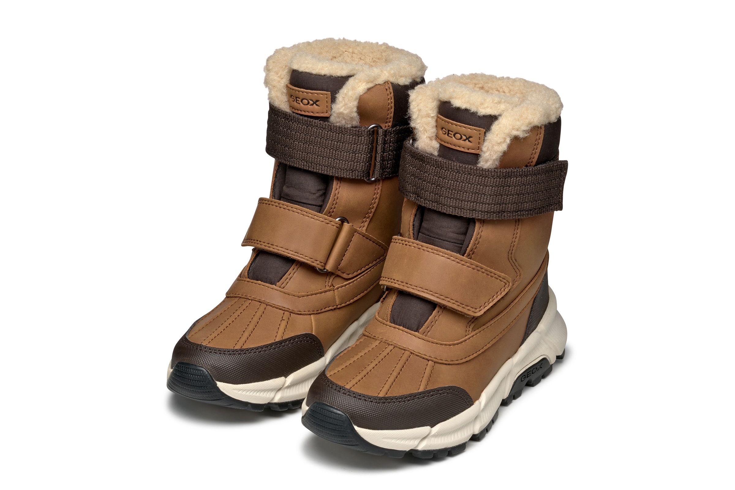 GEOX Mädchen Winterstiefel "J FLEXYPER PLUS BOY", Gr. 36, braun, Synthetik, Textil, Schuhe, Snowboots, Klettstiefel mit Warmfutter, Größenschablone