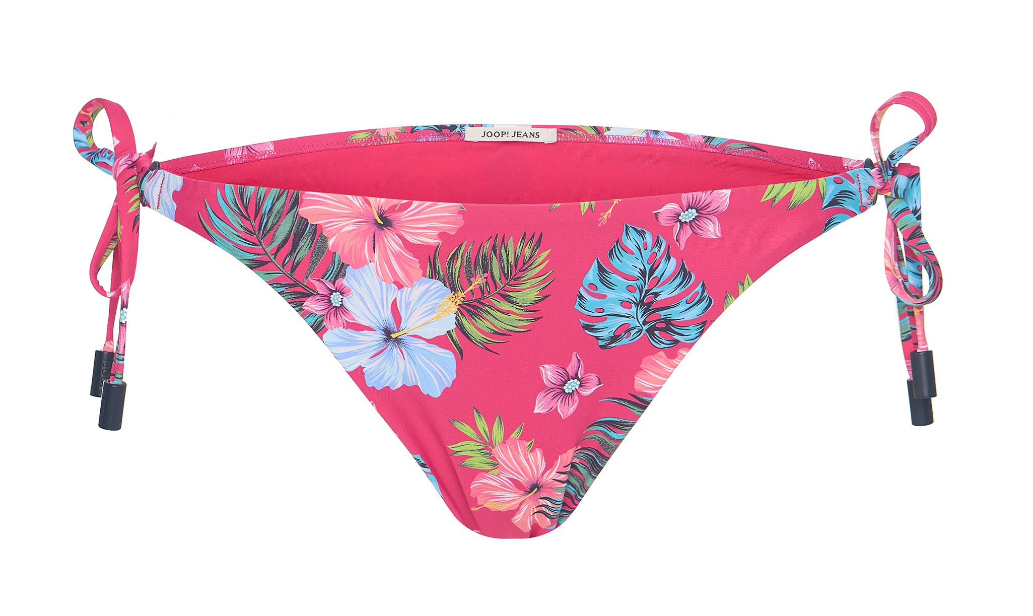 Joop! Jeans Bikini-Hose JOOP JEANS "JEANS HIBISCUS", Damen, Gr. 34, N-Gr, pink (pink aop), Microfaser, Obermaterial: 83% Polyamid, 17% Elasthan, Badehosen Bikini-Hose, floraler Print, Logo-Details