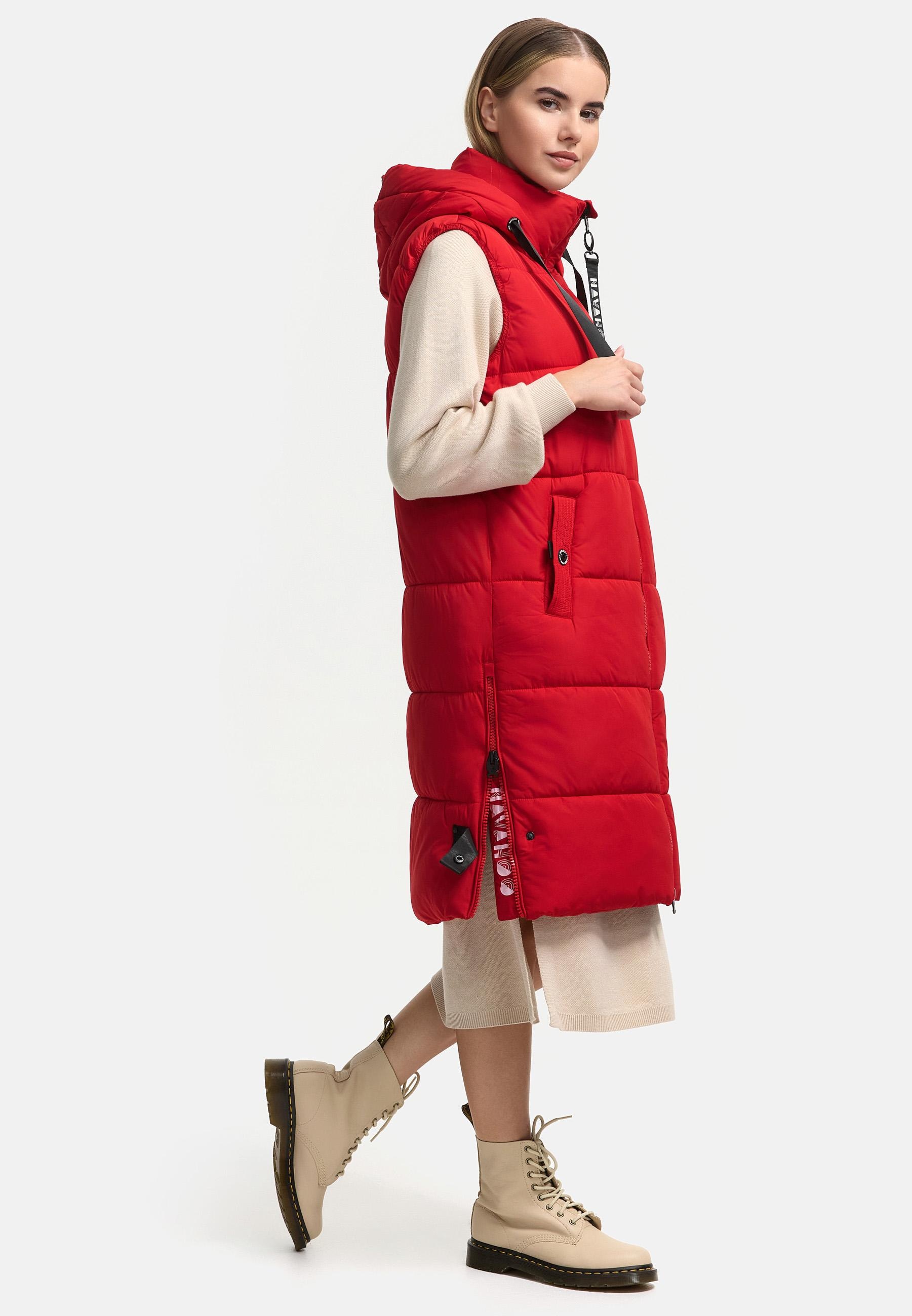 Navahoo Steppweste »Schnuffelchen«, (1 tlg.), warme Damen Outdoor-Weste lang mit Kapuze