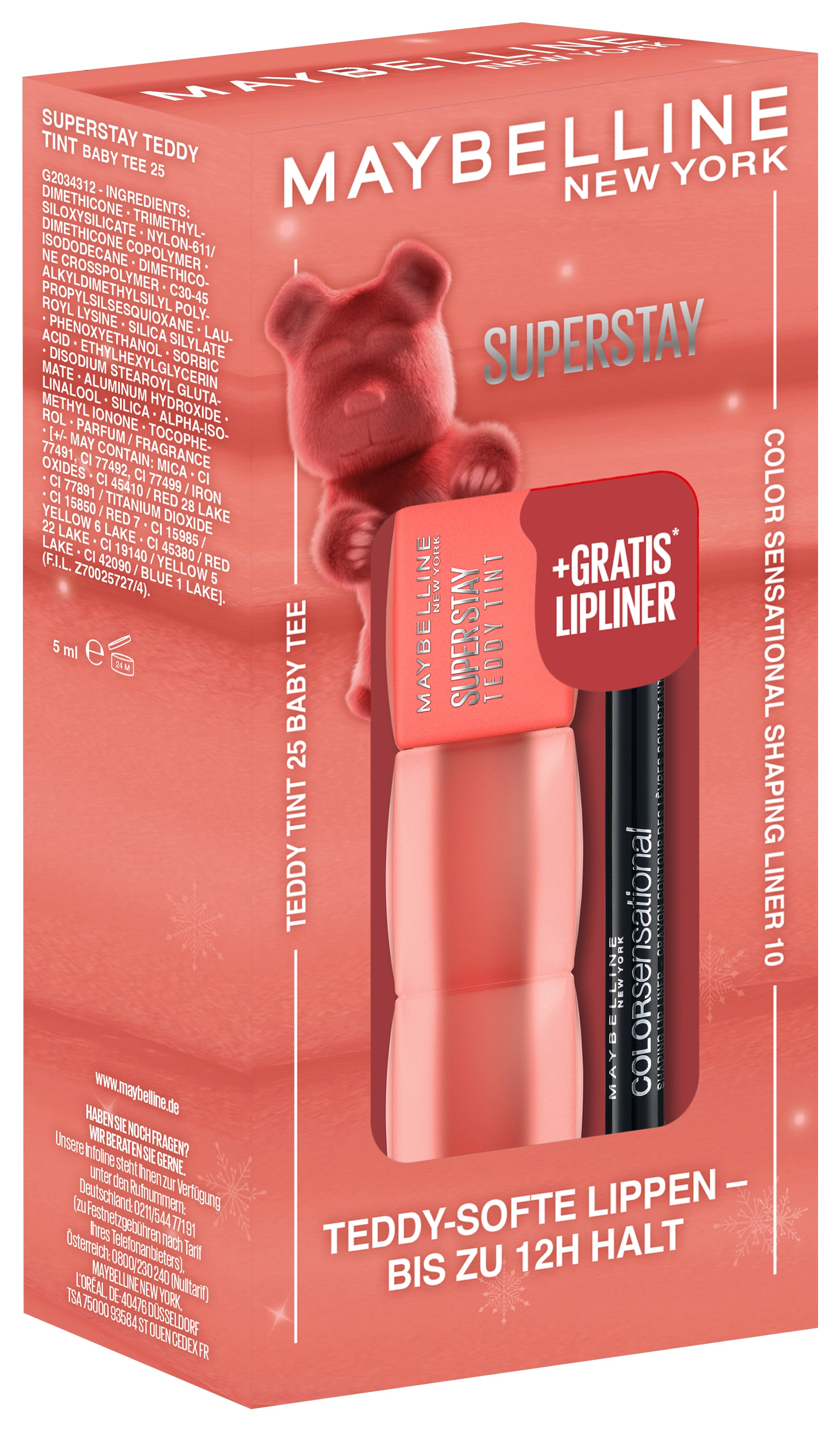 MAYBELLINE NEW YORK Schmink-Set »TEDDY TINT + SHAPING LIPLINER«