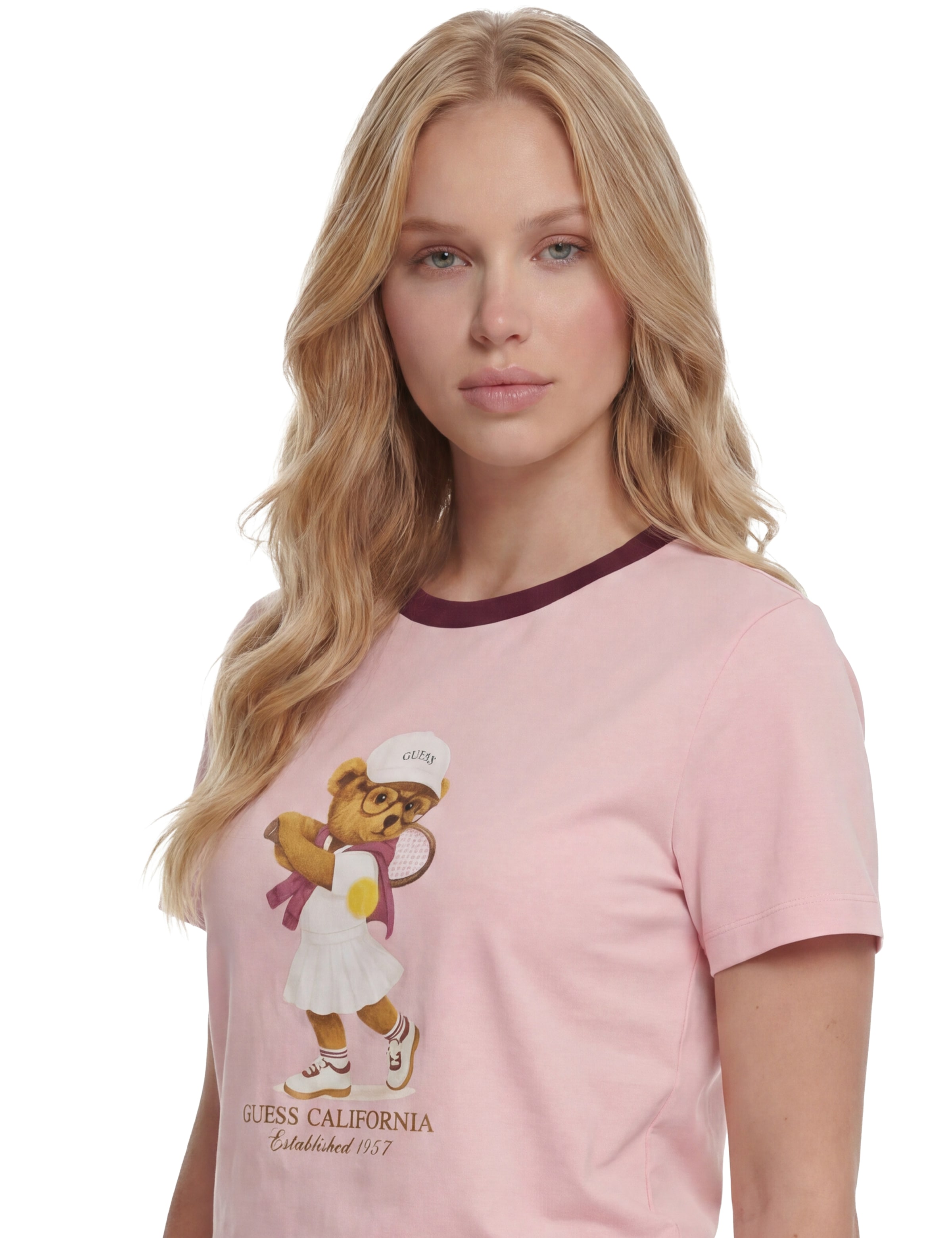 Guess T-Shirt »TENNIS LADY BEAR SS T-SHIRT« mit Frontprint, Regular Fit