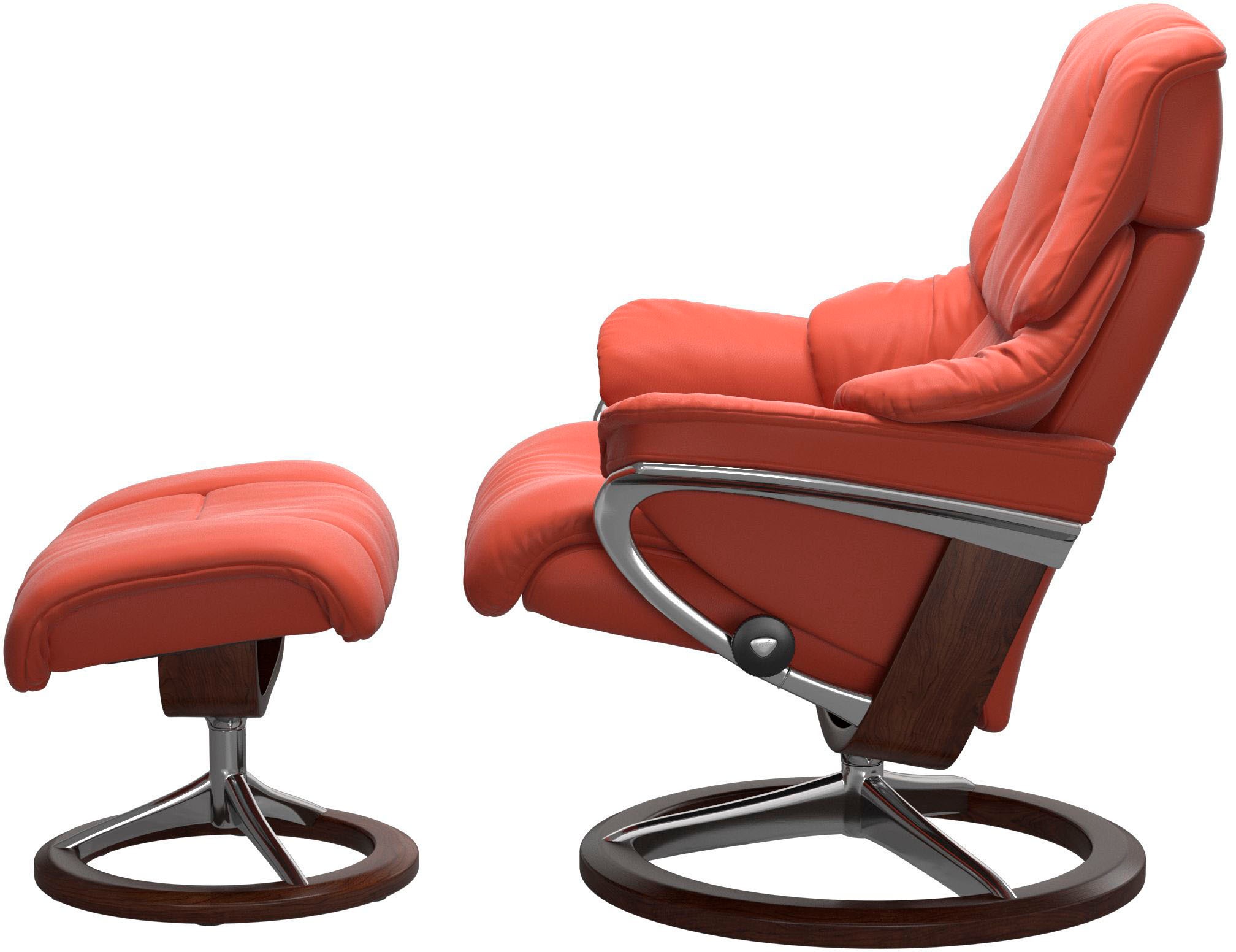 Stressless® Relaxsessel »Reno«, (Set, Relaxsessel mit Hocker), mit Hocker, mit Signature Base, Größe S, M & L, Gestell Braun