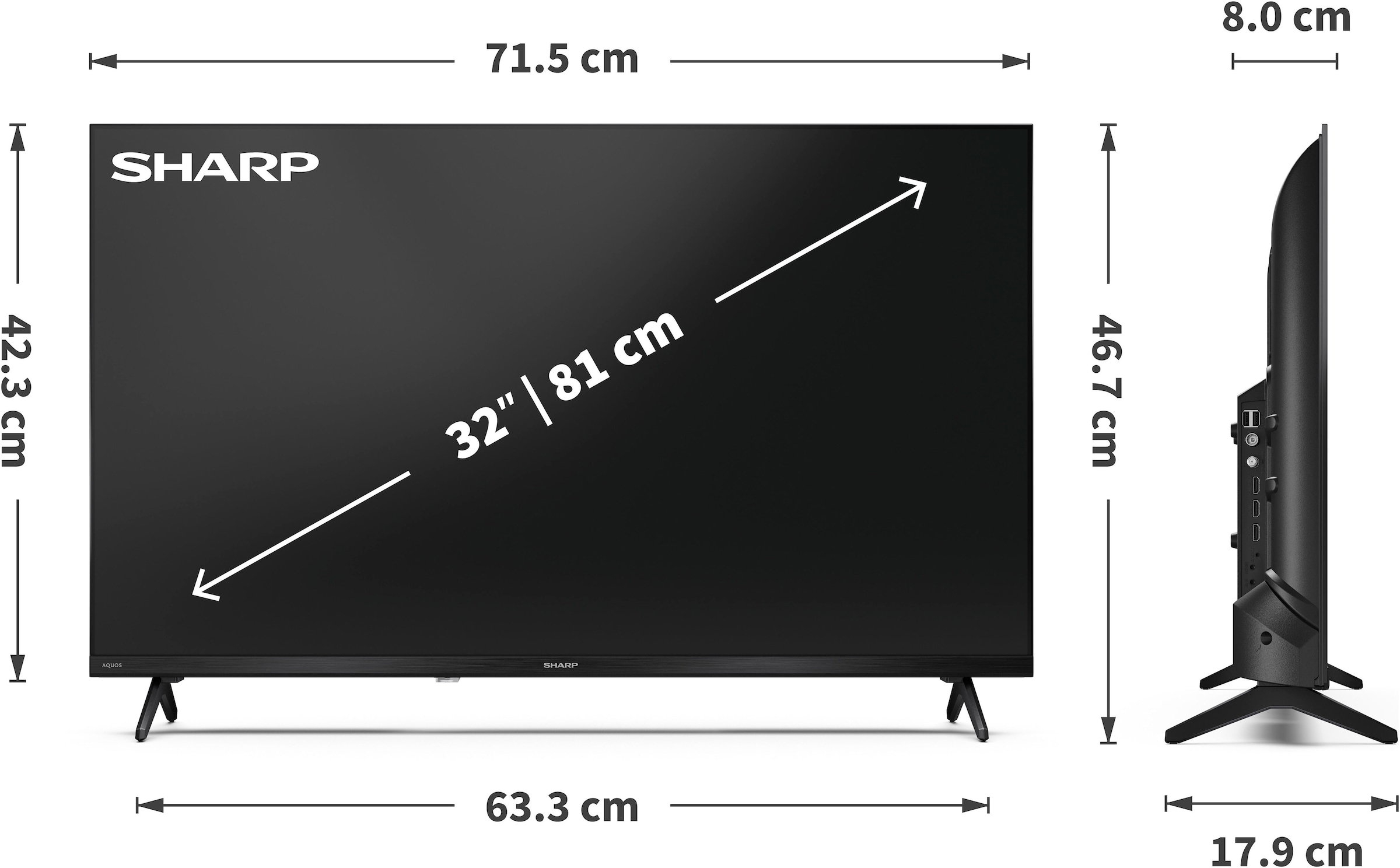 Sharp LED-Fernseher »1T-C32HFx« 80 cm/32 Smart-TV