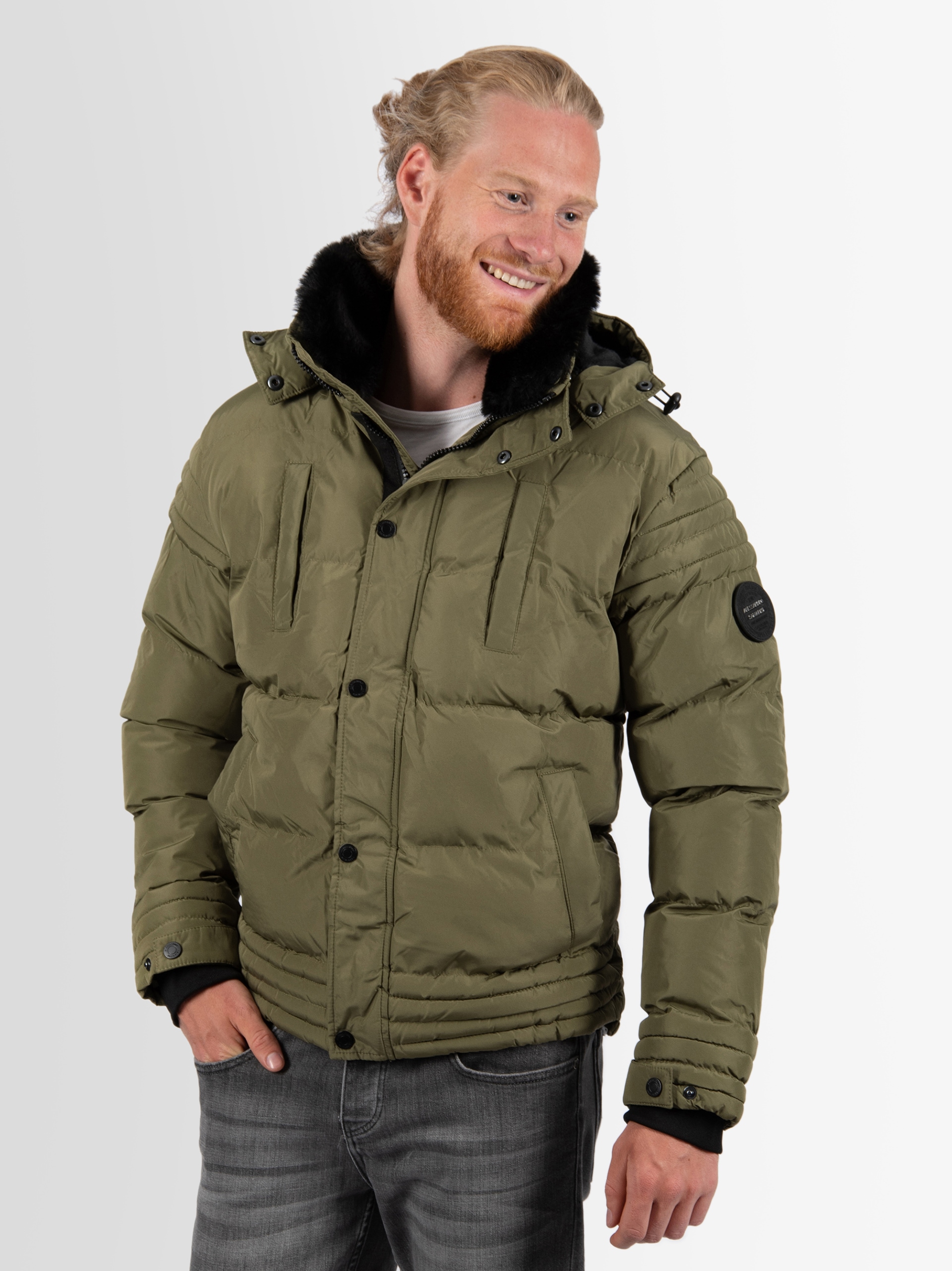 Alessandro Salvarini Winterjacke »ASFabiano«, mit warmem Teddyfell und abnehmbarer Kapuze