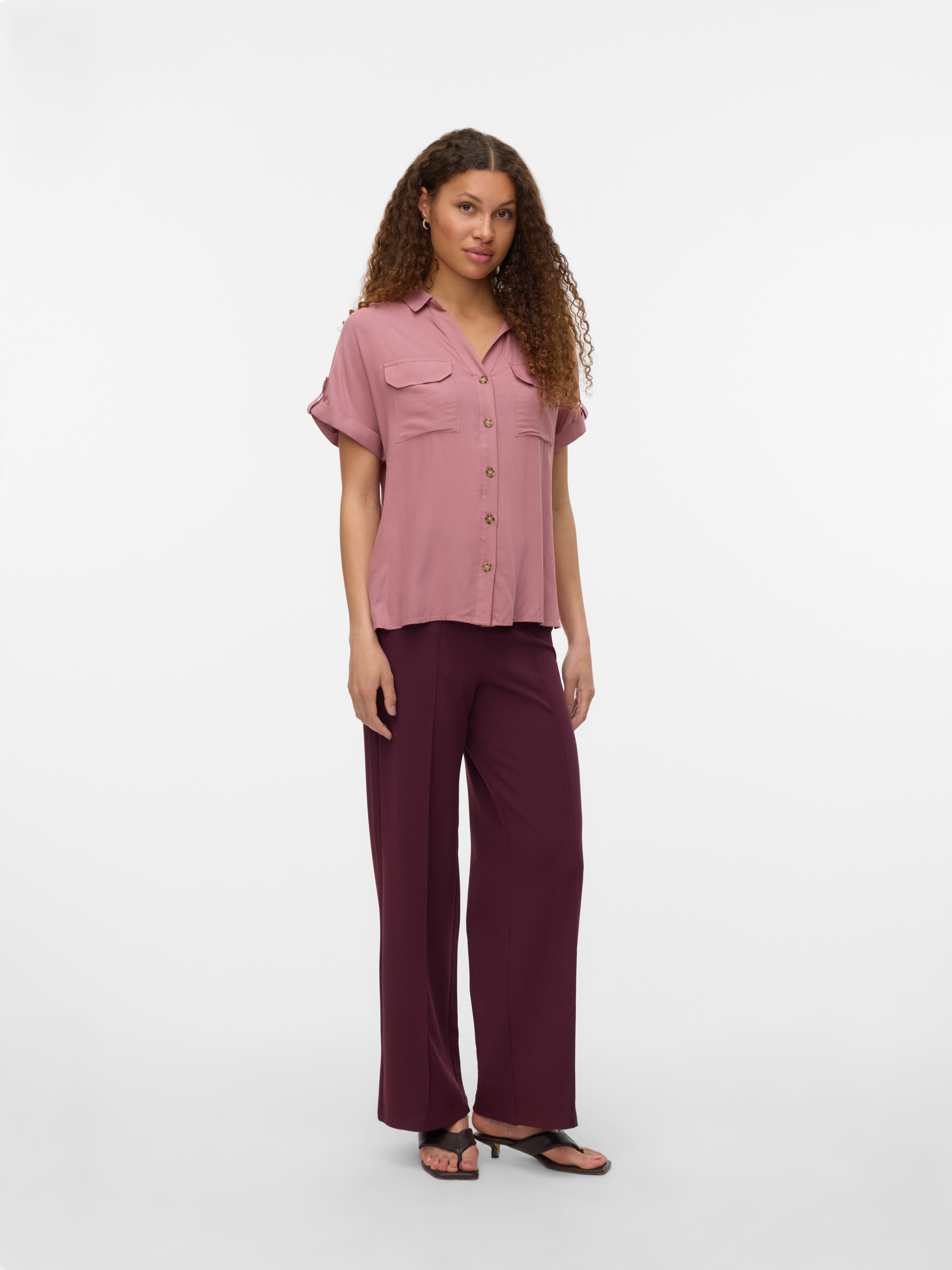 Vero Moda Kurzarmbluse "VMBUMPY S/S SHIRT WVN GA NOOS" Viskose, regular fit günstig online kaufen