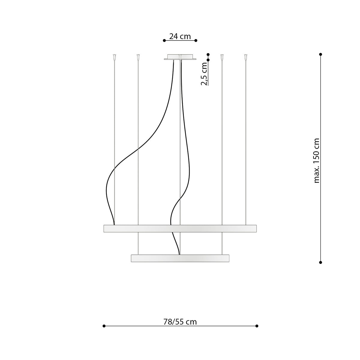 SOLLUX lighting Kronleuchter »RIO«, 1 flammig, Leuchtmittel LED-Modul | LED fest integriert, Verteiltes Licht
