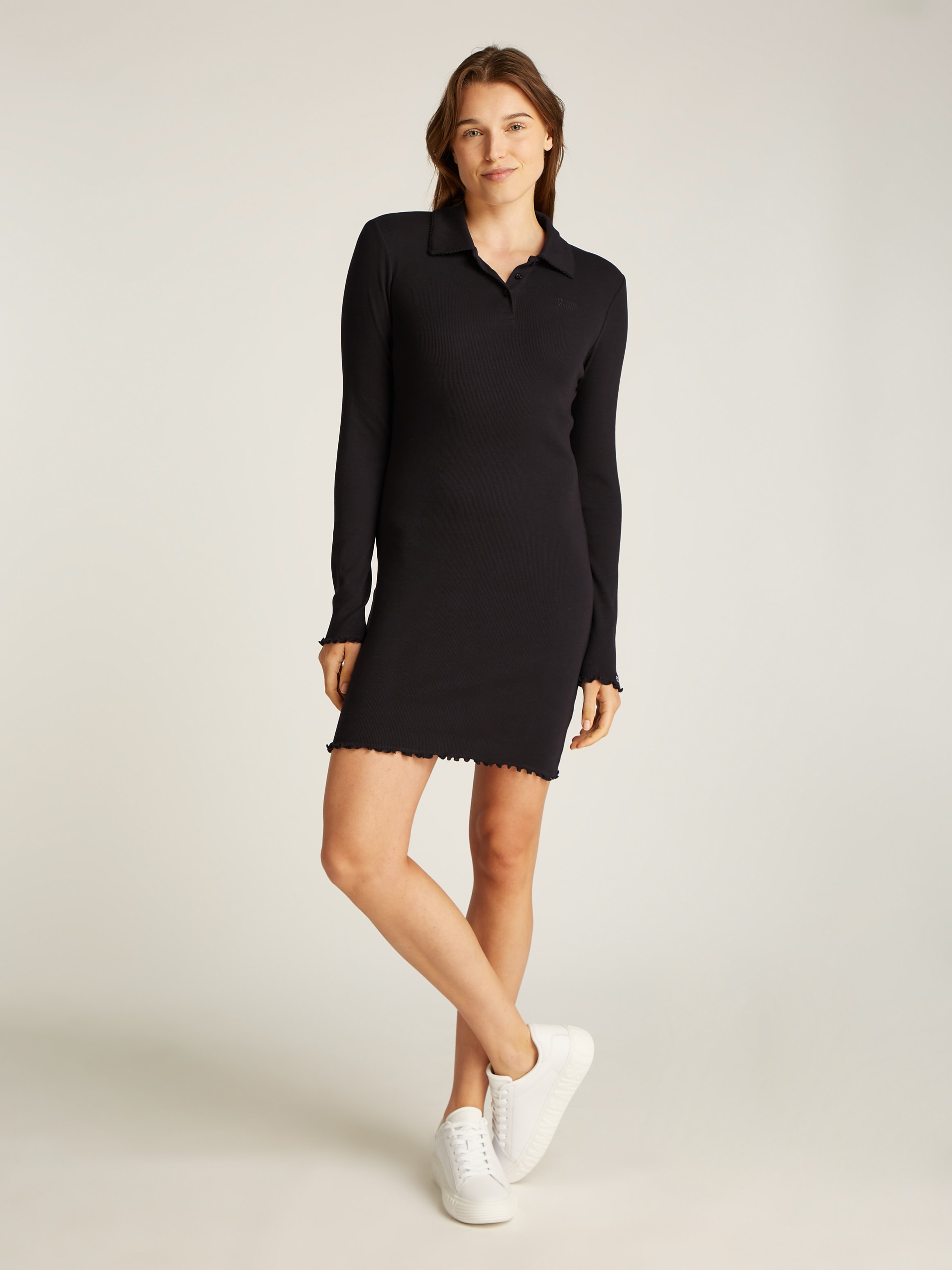 Tommy Jeans Polokleid "TJW LS SCALLOP RIB POLO DRESS", in Mini-Länge günstig online kaufen