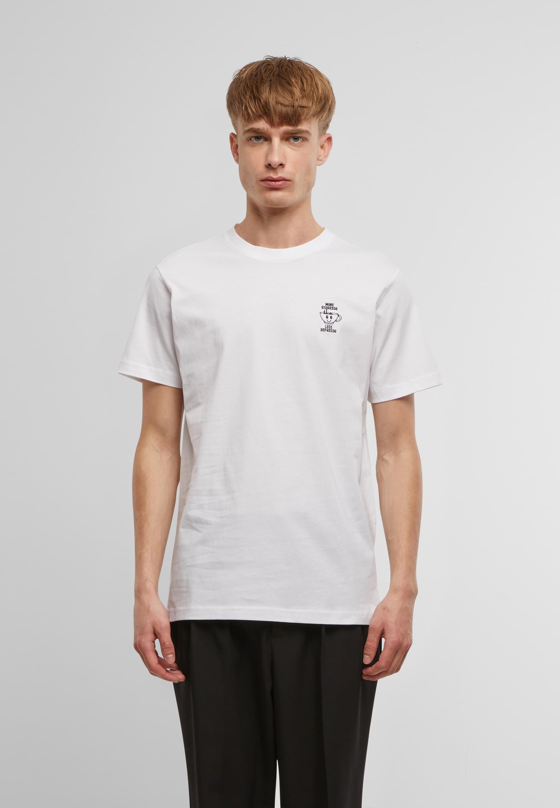 MisterTee T-Shirt »MisterTee Herren More Espresso Less Depresso Tee EMB«, (1 tlg.)