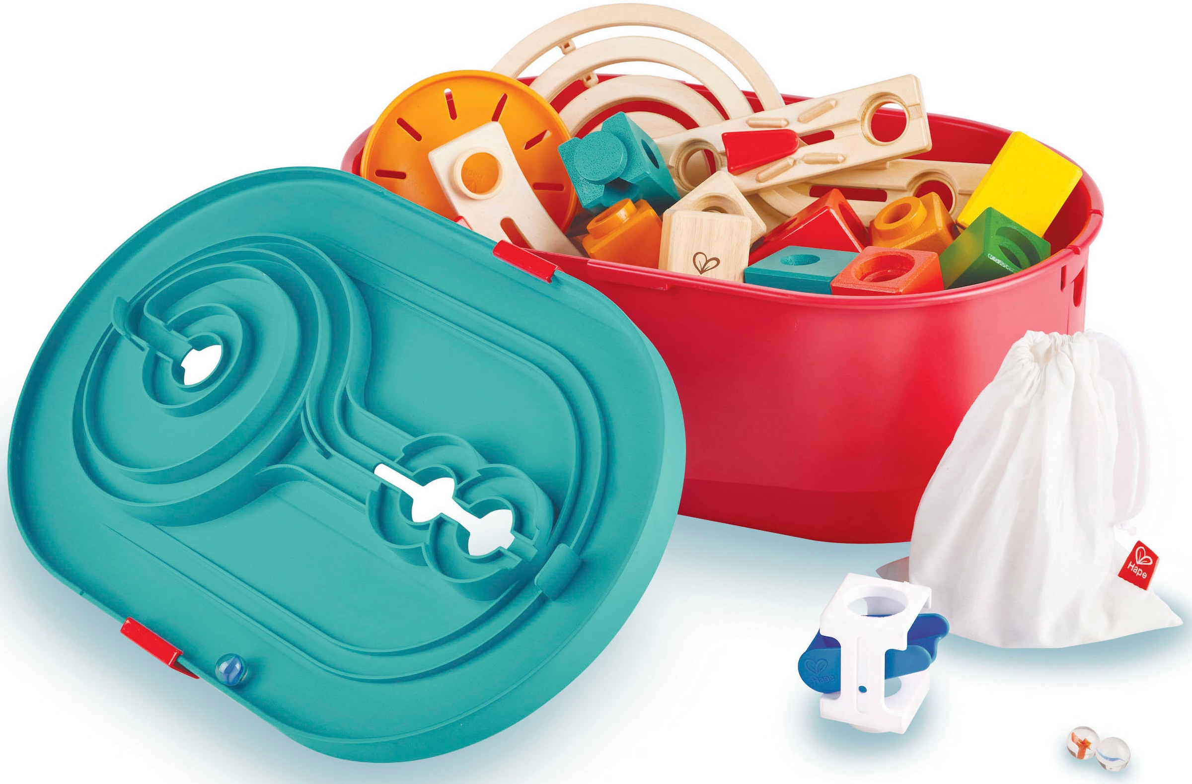 Hape Kugelbahn-Bausatz »Quadrilla, Baukasten Behälter Set«