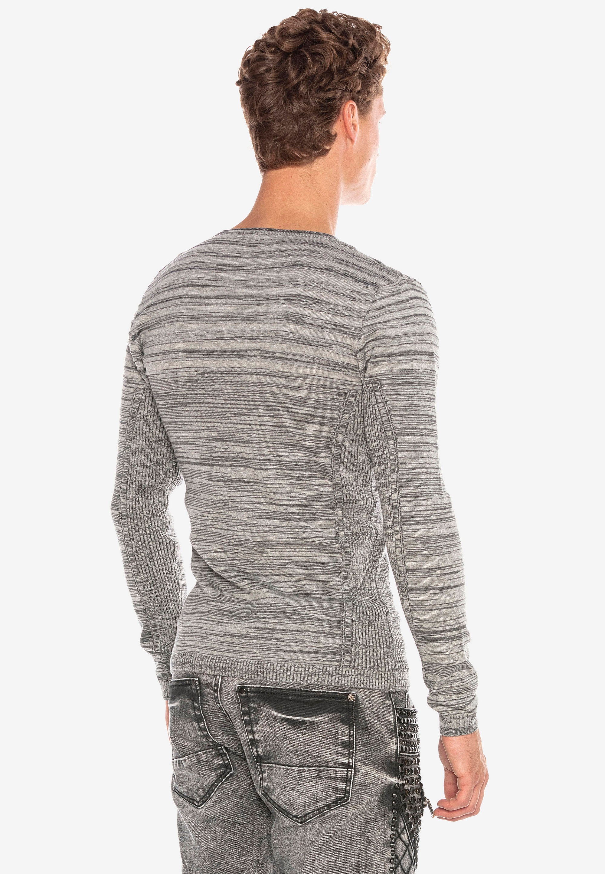 Cipo & Baxx Langarmshirt, mit meliertem Streifenmuster