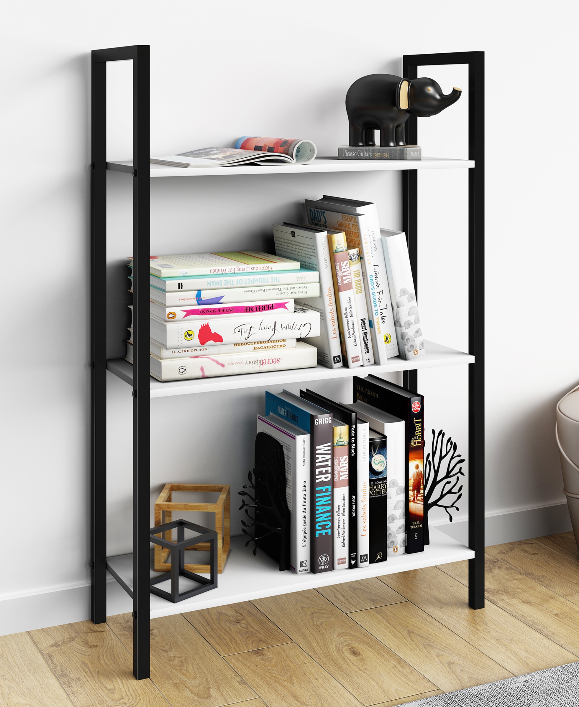 VCM Standregal »Holz Metall Stand Regal Büro Bücher Flakos 3fach«