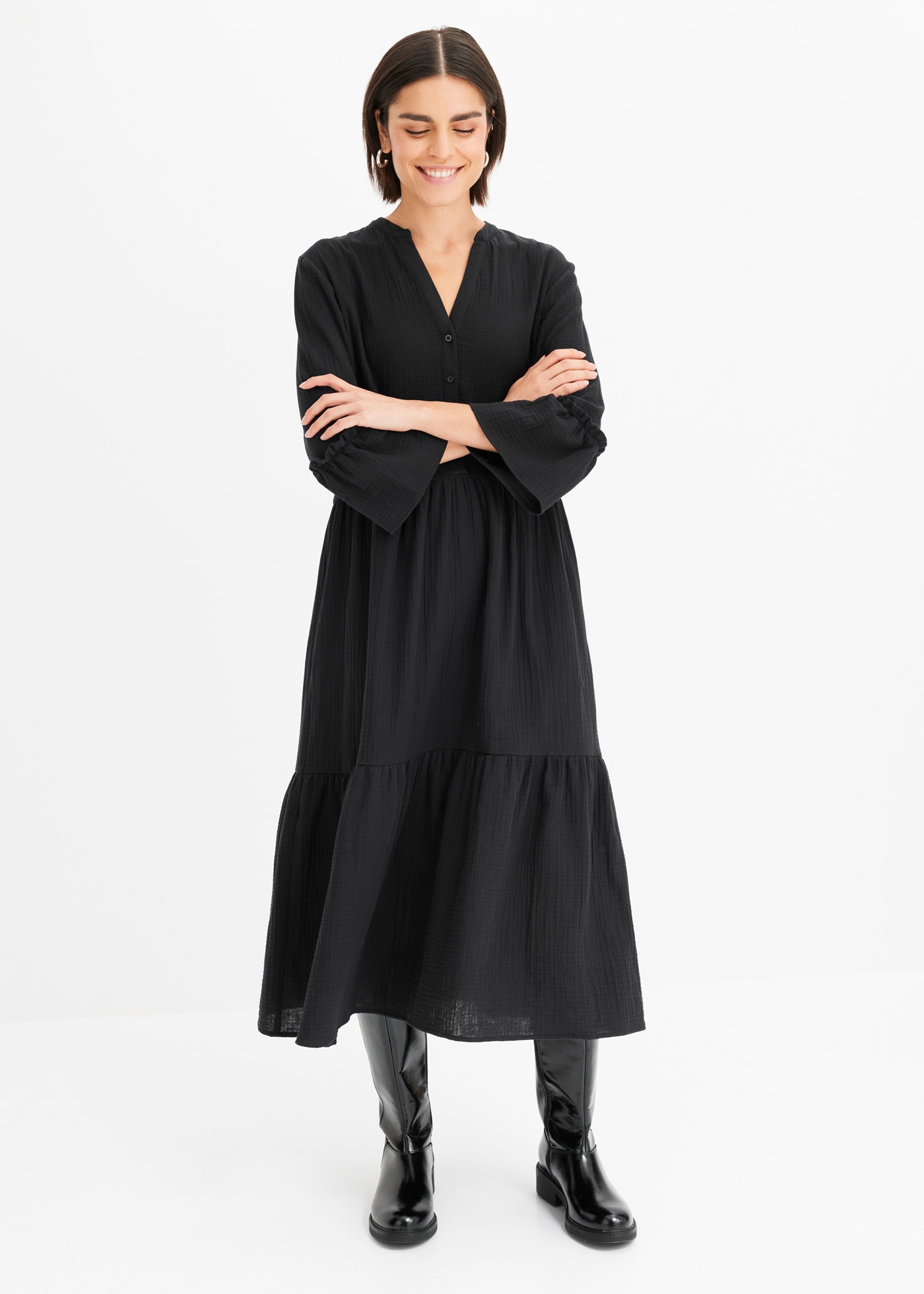 bonprix Maxikleid für Frühjahr und Sommer, aus reiner Baumwolle, Oversize-F günstig online kaufen