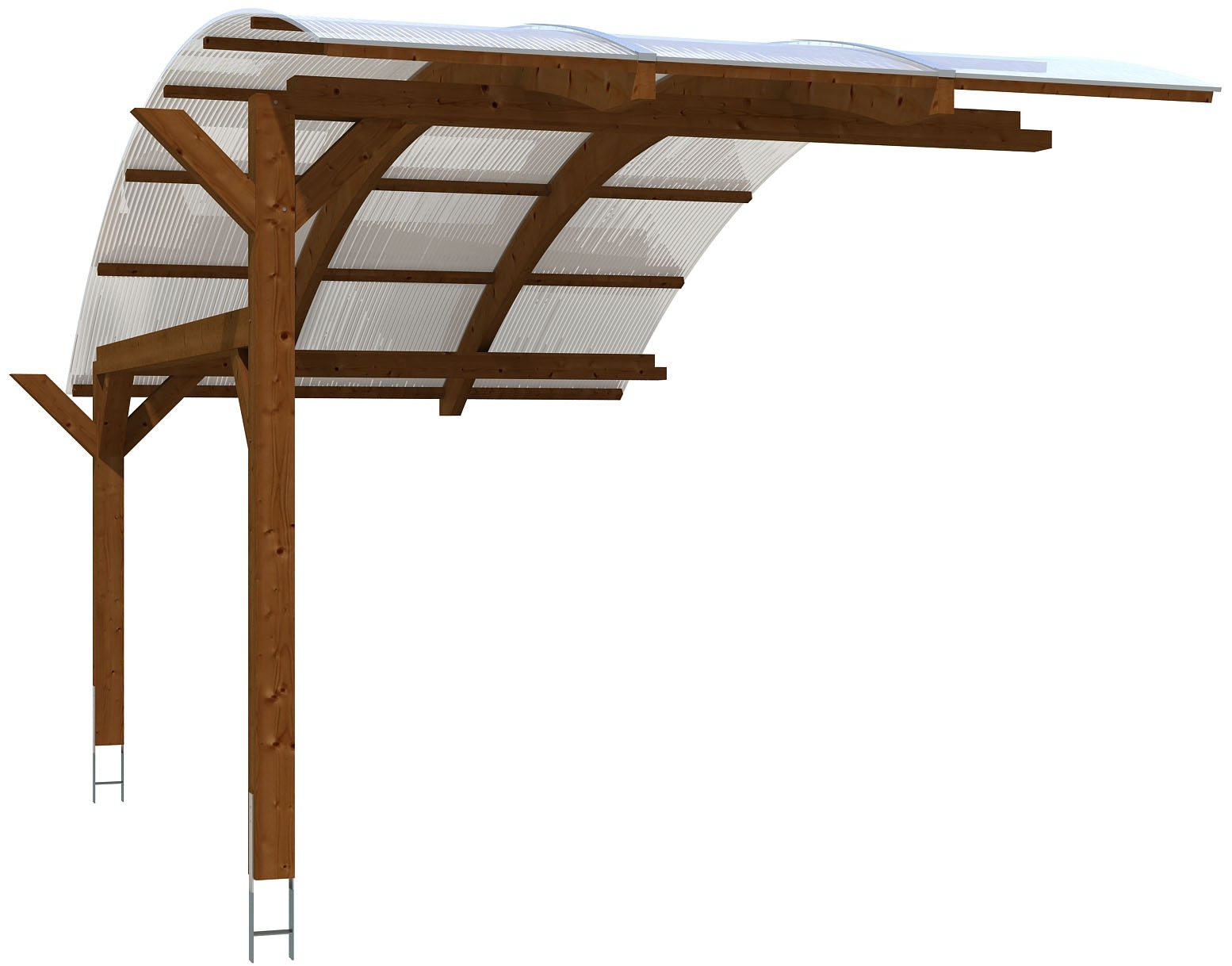 Skanholz Einzelcarport "Schwaben Erweiterung", Leimholz-Fichte, 285 cm, Nussbaum, Erweiterung, 299 x 630 cm