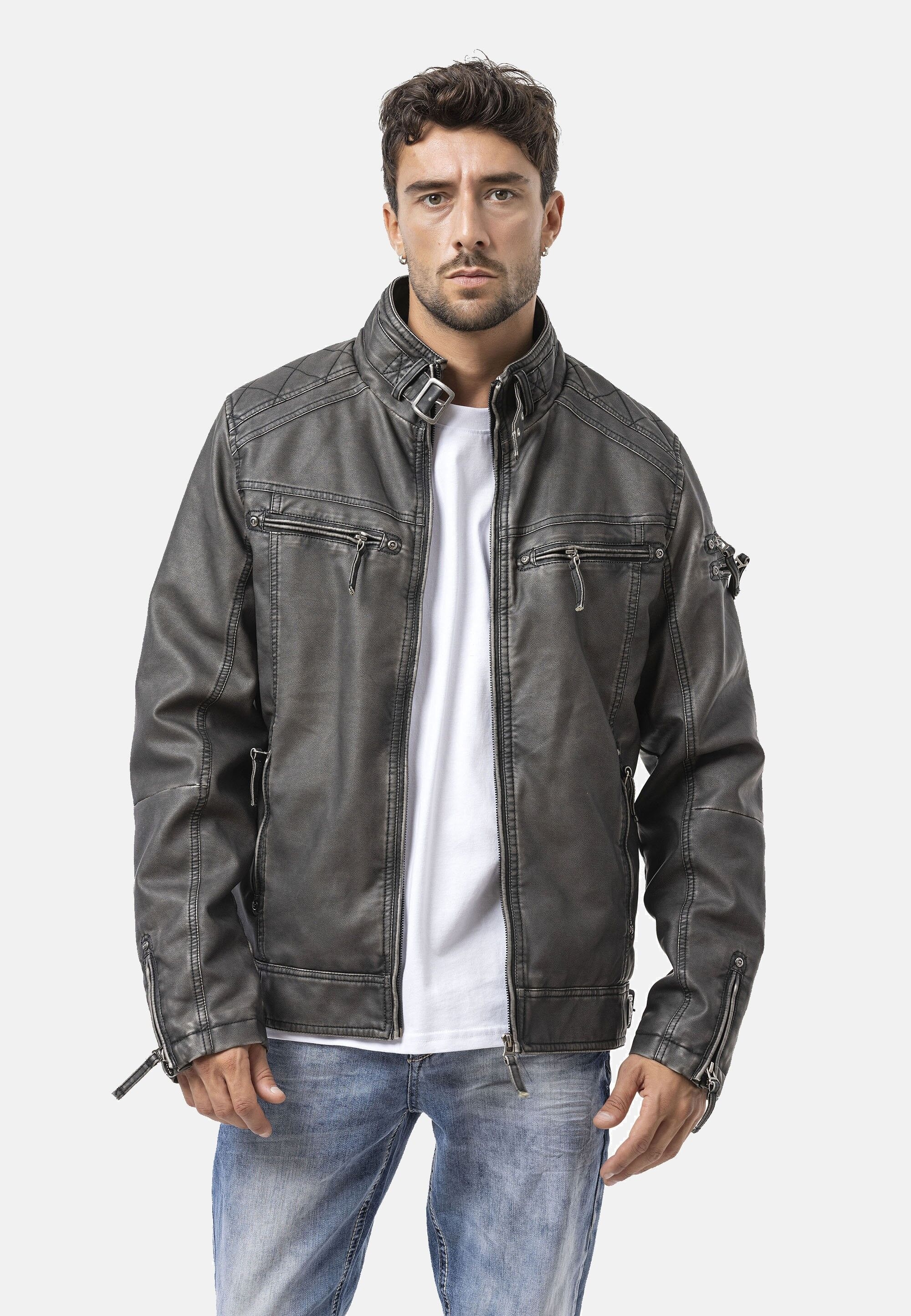 Cipo & Baxx Bikerjacke »Winterjacke« ohne Kapuze