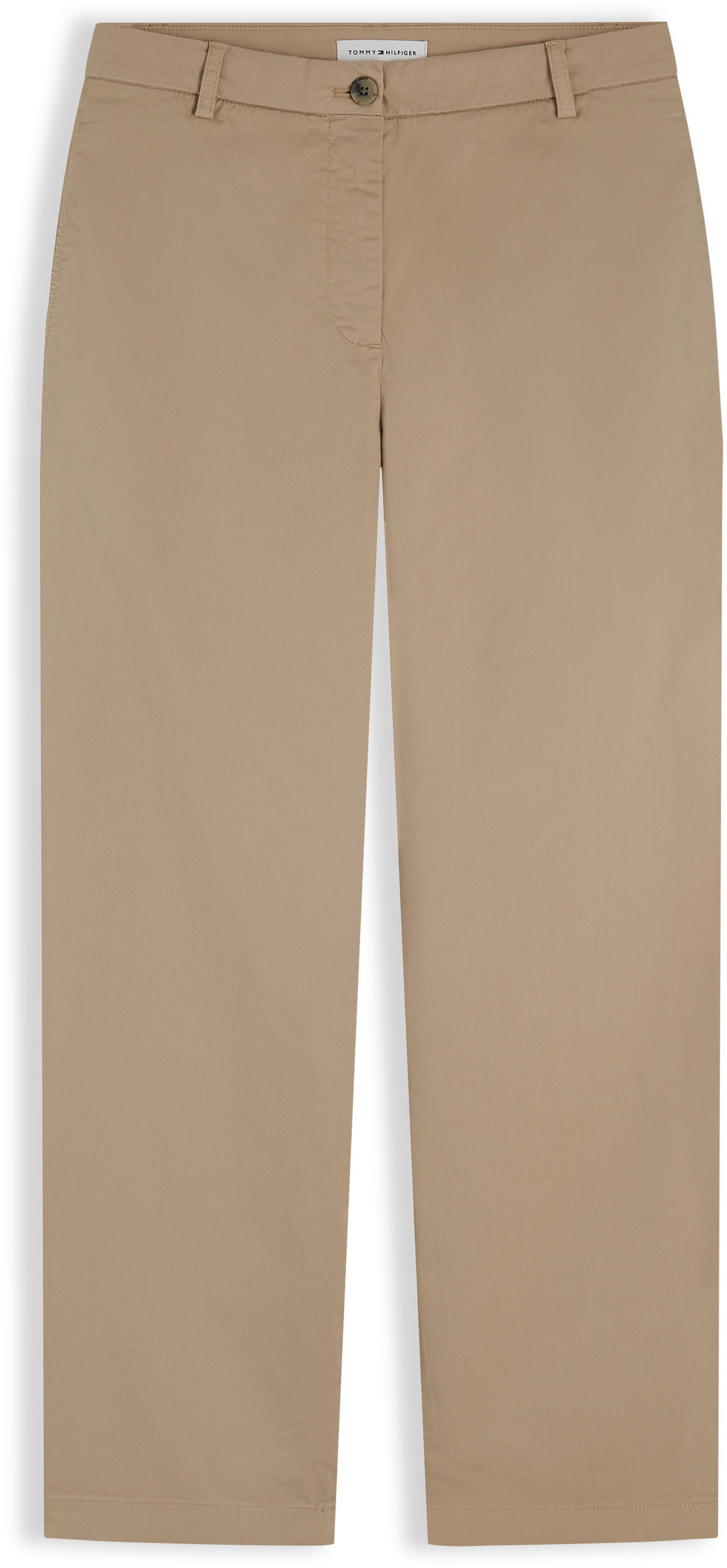 Chinohose TOMMY HILFIGER "CO GMD SLIM STRAIGHT CHINO", Damen, Gr. 34, N-Gr, beige, Web, Obermaterial: 65% Baumwolle, 33% Lyocell, 2% Elasthan, unifarben, straight fit lang, Hosen Chinohose, mit mittlerer Leibhöhe 4