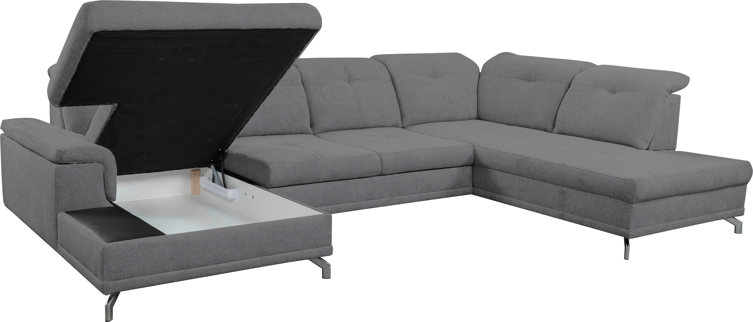 WERK2 Wohnlandschaft »Basel U-Form«, Großes U-Sofa mit Schlaffunktion, Sitztiefe & Kopfteil verstellbar