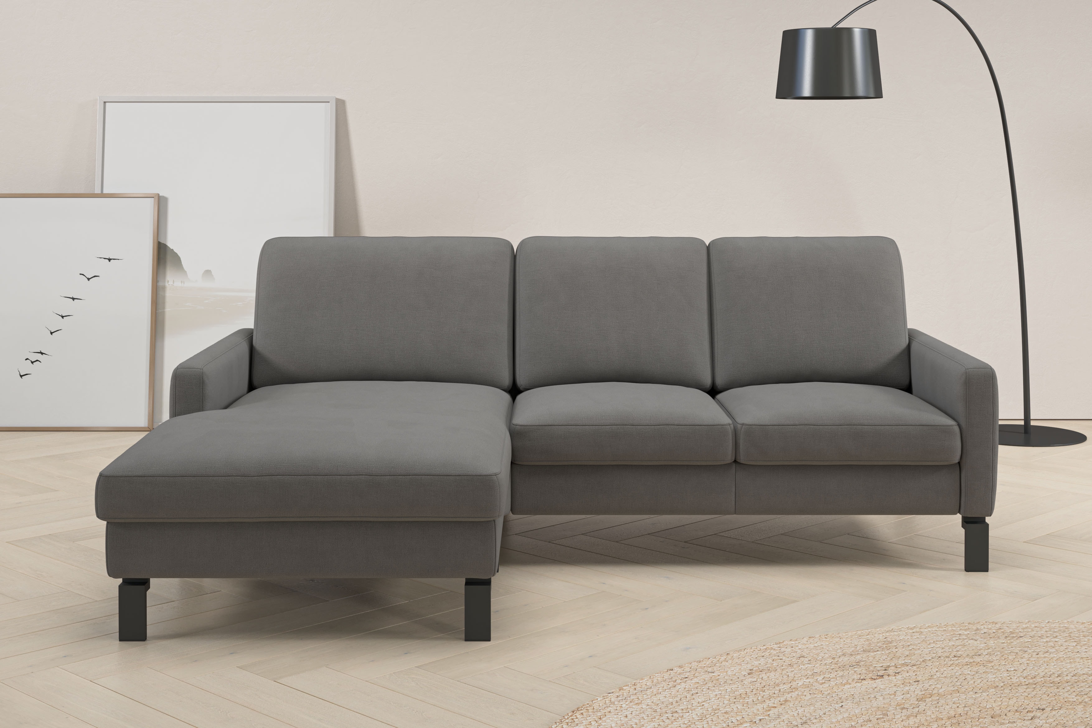 Home affaire Ecksofa "Lecce, L-Form, Federkernpolsterung, Breite 224 cm" inkl. saugroboterfreundliche Höhe & schmale Armlehnen