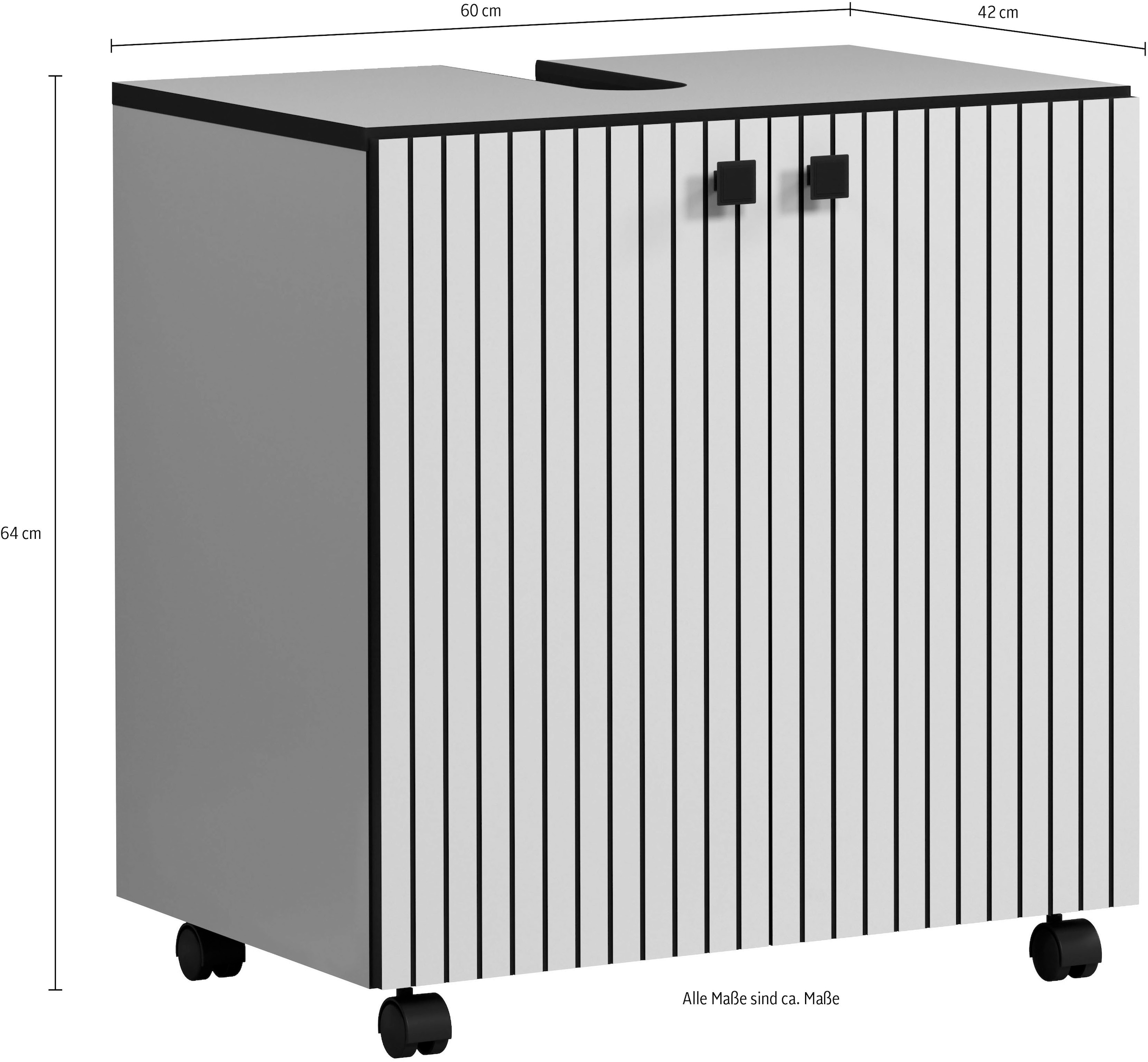welltime Waschbeckenunterschrank »Amrum«, (1 St.), BxHxT 80 x 64 x 42cm Waschbeckenunterschrank Eiche Rillenoptik