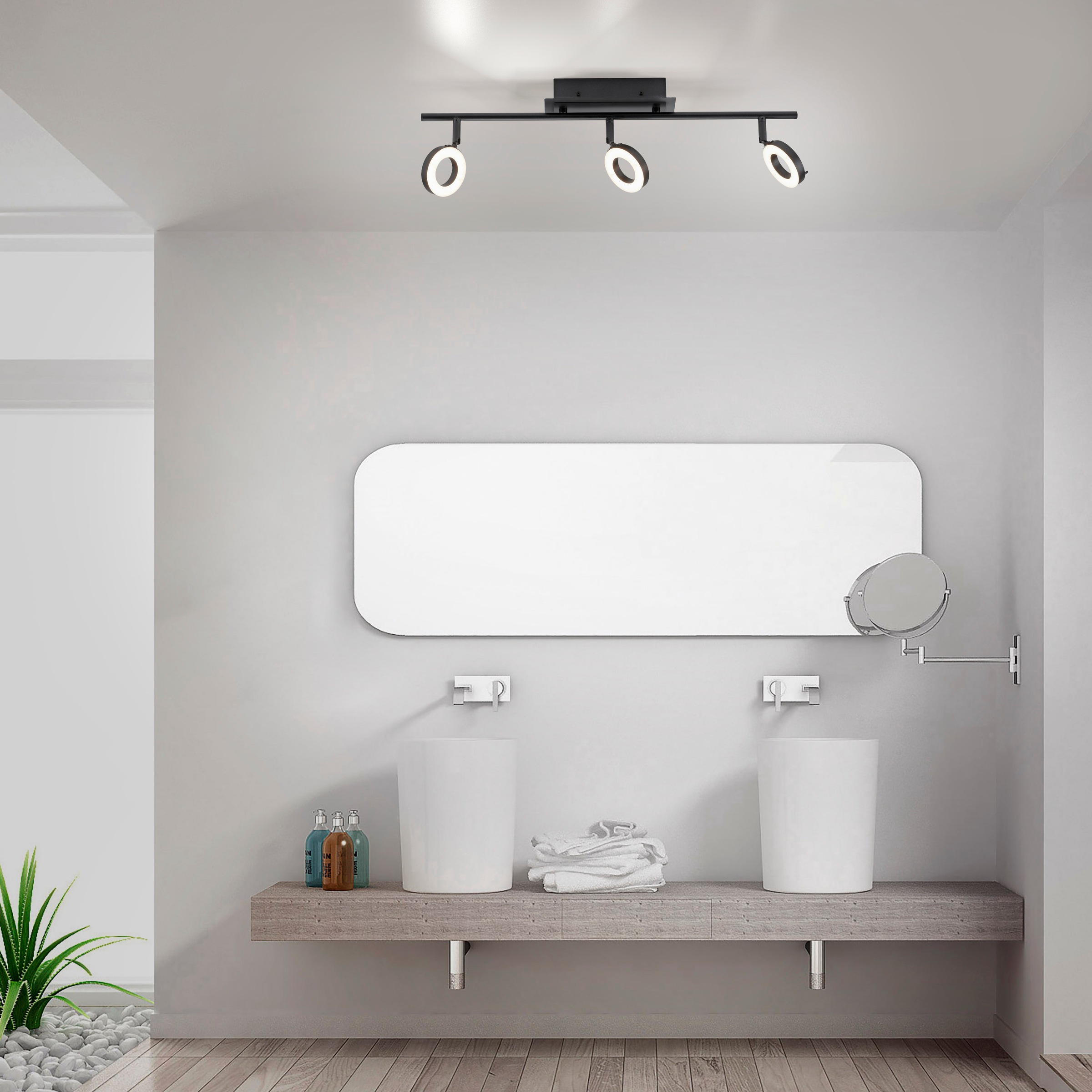 Paul Neuhaus Deckenleuchte »SILEDA«, 3 flammig, Leuchtmittel LED-Board | LED fest integriert, inkl. festverbaute LED, IP44, Spotköpfe dreh- und schwenkbar