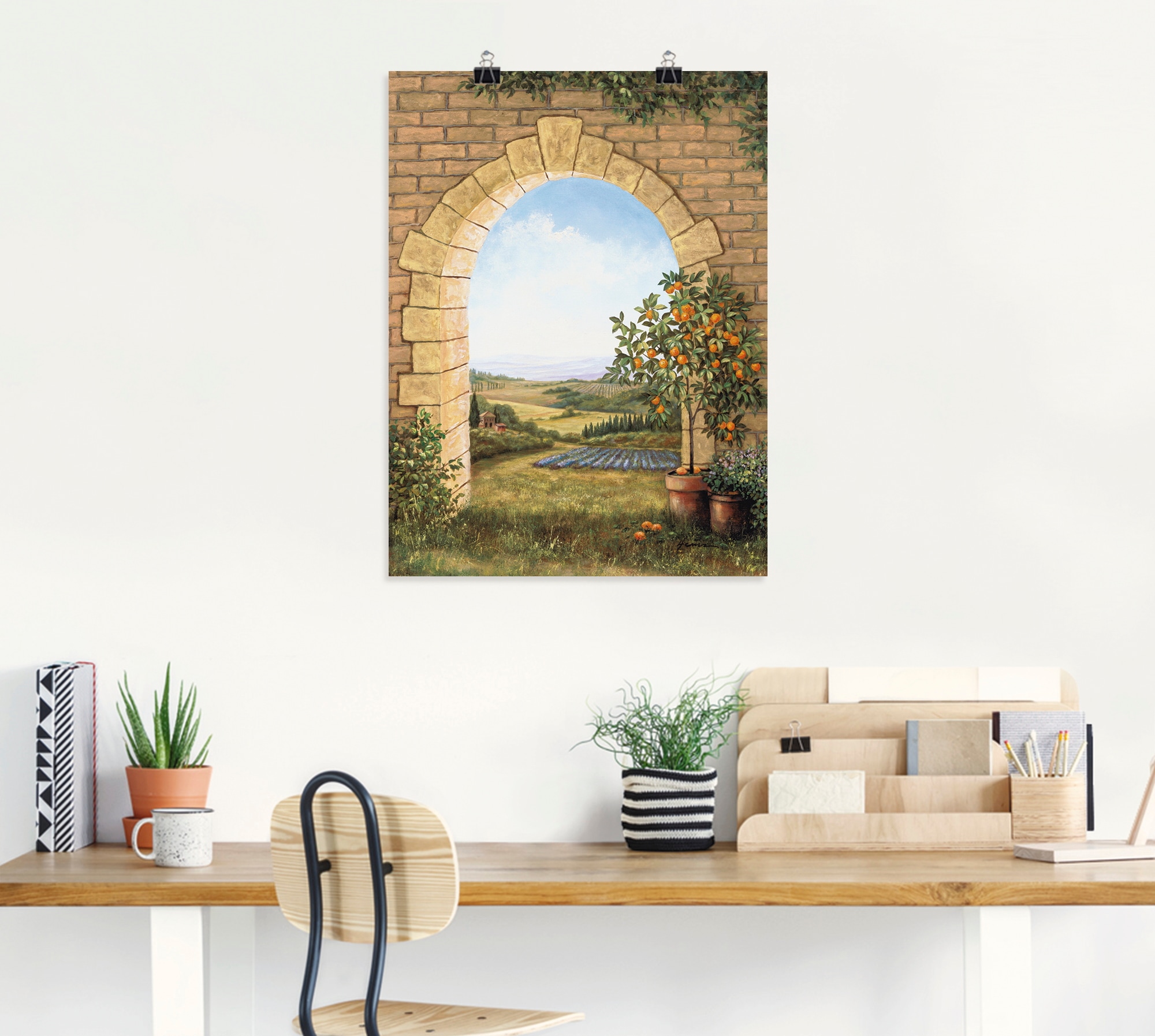 Artland Wandbild »Orangenbaum vor dem Torbogen« Fensterblick 1 Stk. tlg. als Alubild, Leinwandbild, Poster in verschied. Größen