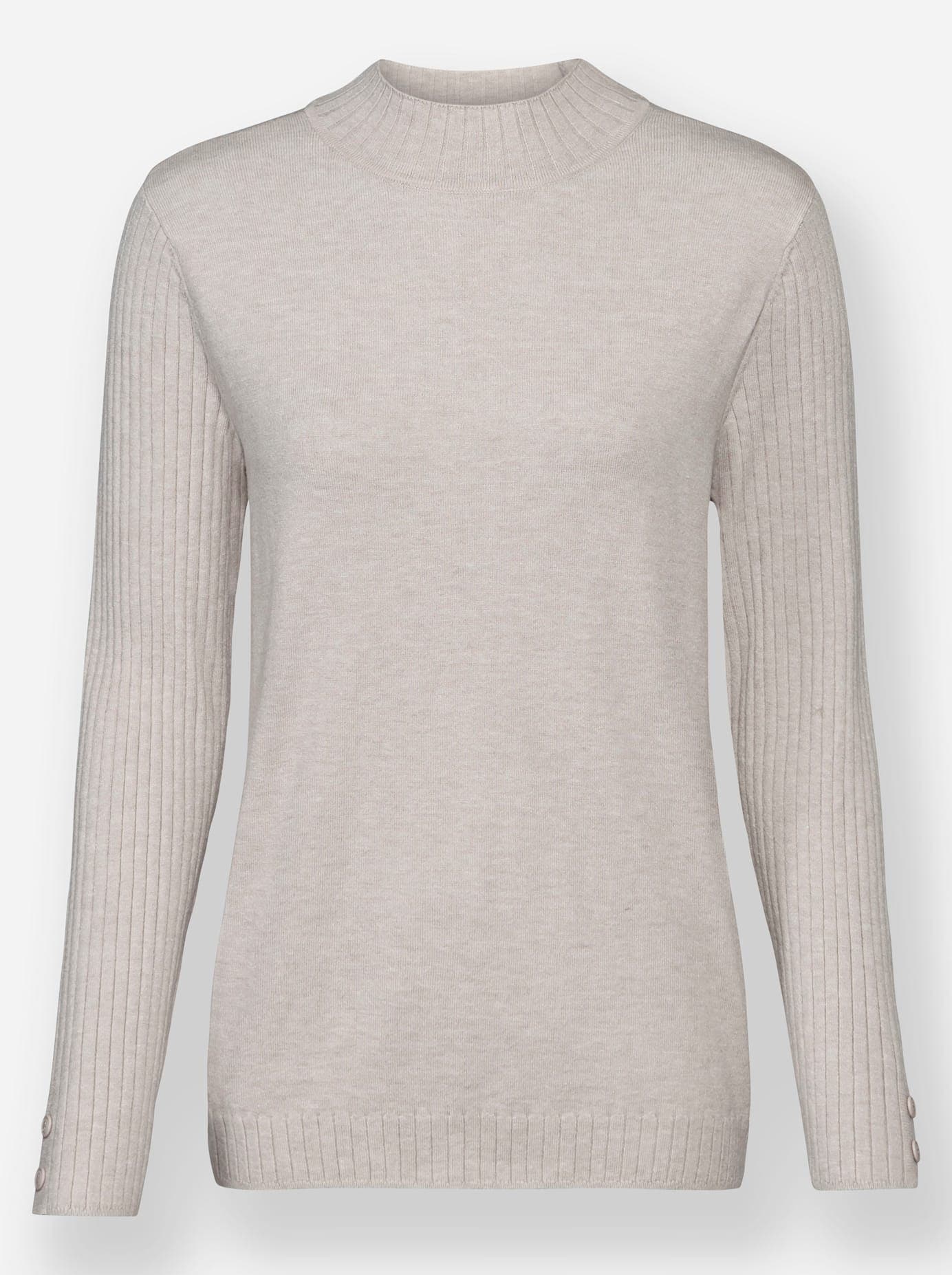 Strickpullover CLASSIC "Pullover", Damen, Gr. 50, grau (hellgrau, meliert), 50% Viskose, 28% Polyester, 22% Polyamid, unifarben, Pullover Strickpullover 3