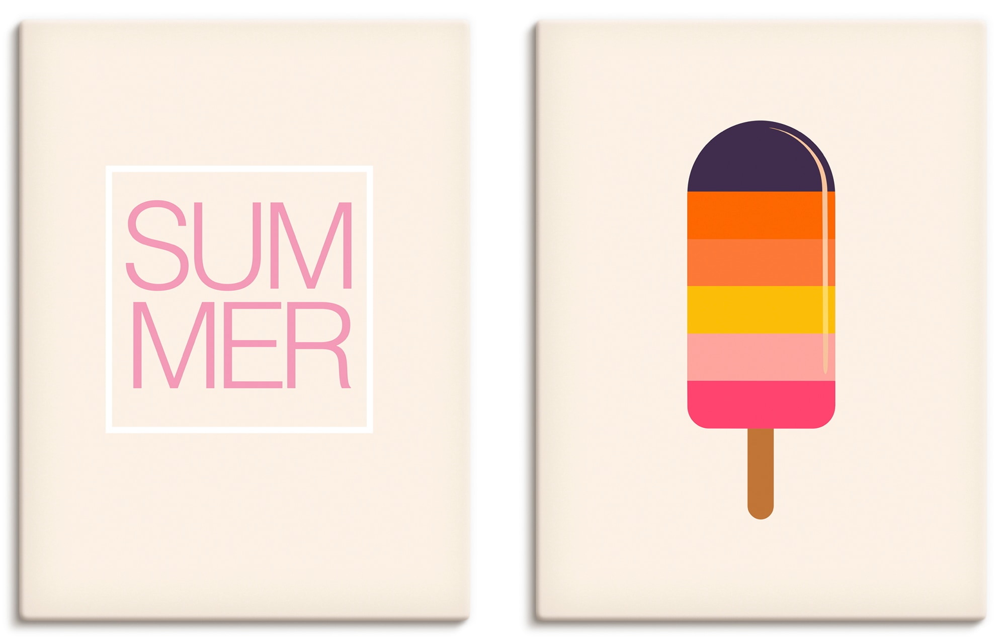 OTTO home Wandbild "Summer & Ice" Symbole Zeichen 2 Stk. tlg. als Poster oder Leinwandbilder Set
