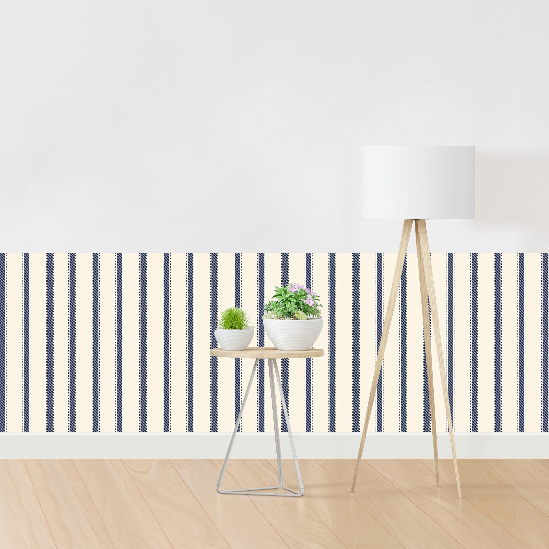 queence Bordüre »Wandbordüre Dunkelblau 250x90cm« Nadelstreifen | Streifen | bedruckt | gestreift | mehrfarbig | natürlich | seidenmatt glatt