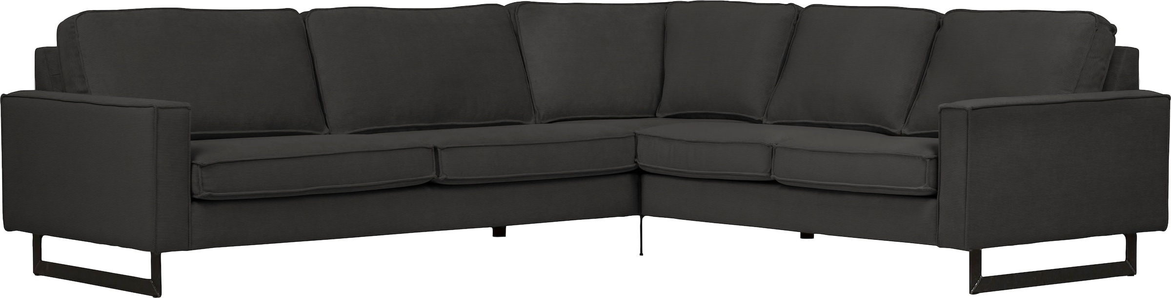 Places of Style Ecksofa »Pinto, XXL, 250/290 cm, langer Schenkel, Ottomane«, Cord, Chenille, Lederoptik, mit Keder, Metallfüße, Wellenunterfederung