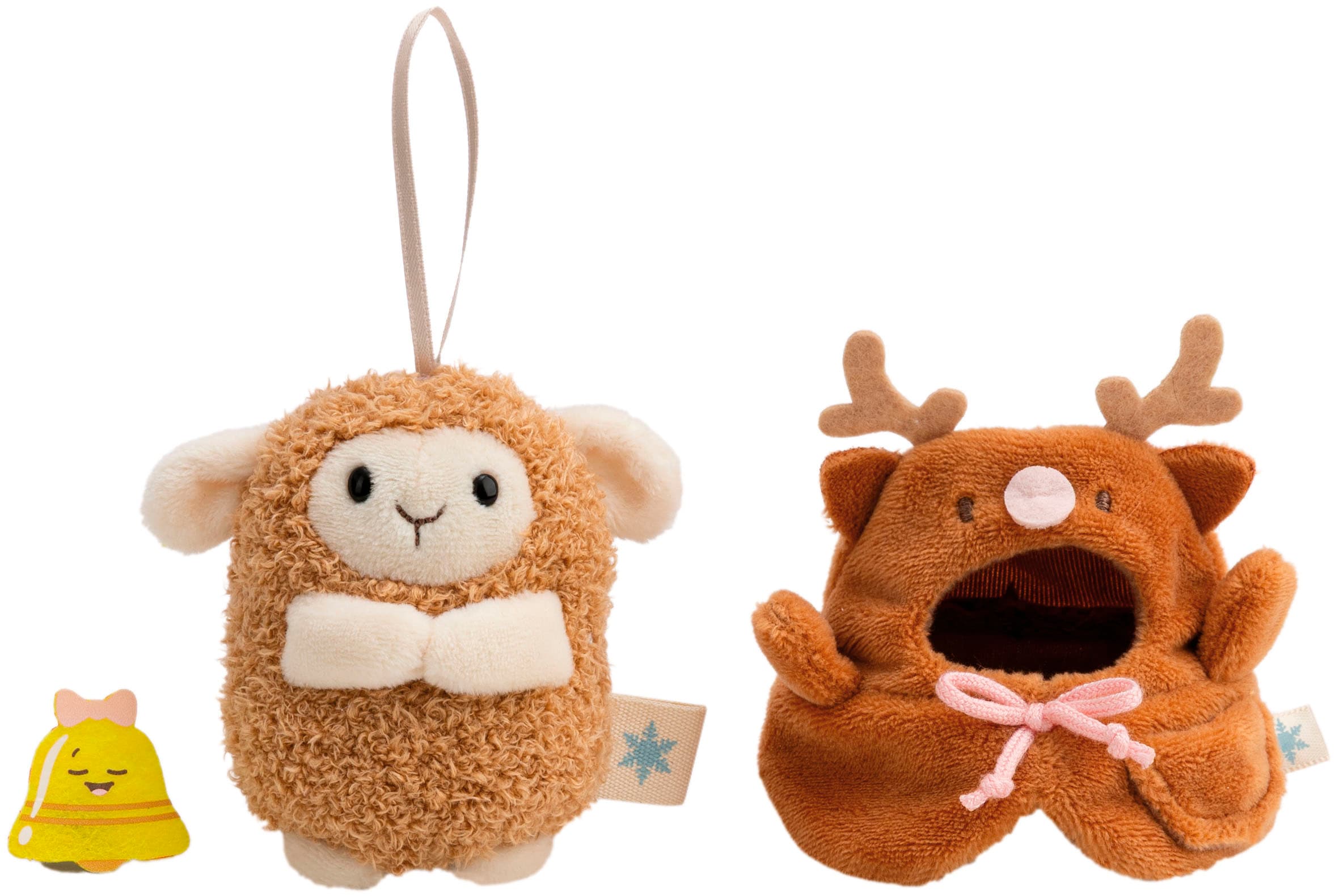 Nici »mymochi, Set Schaf Wools braun 8cm mit Glocke & Rentierkostüm« in Geschenkbox