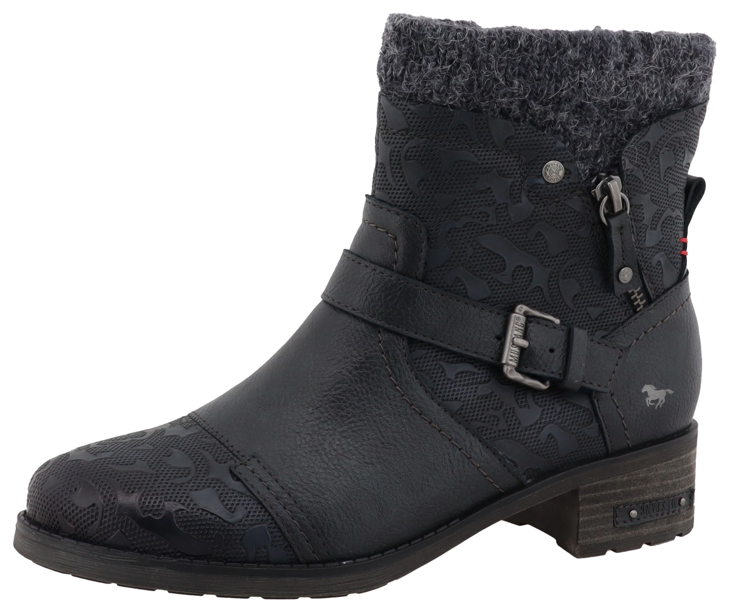 Mustang Shoes Winterstiefelette "Fabienne" Biker Boots mit Blockabsatz und günstig online kaufen
