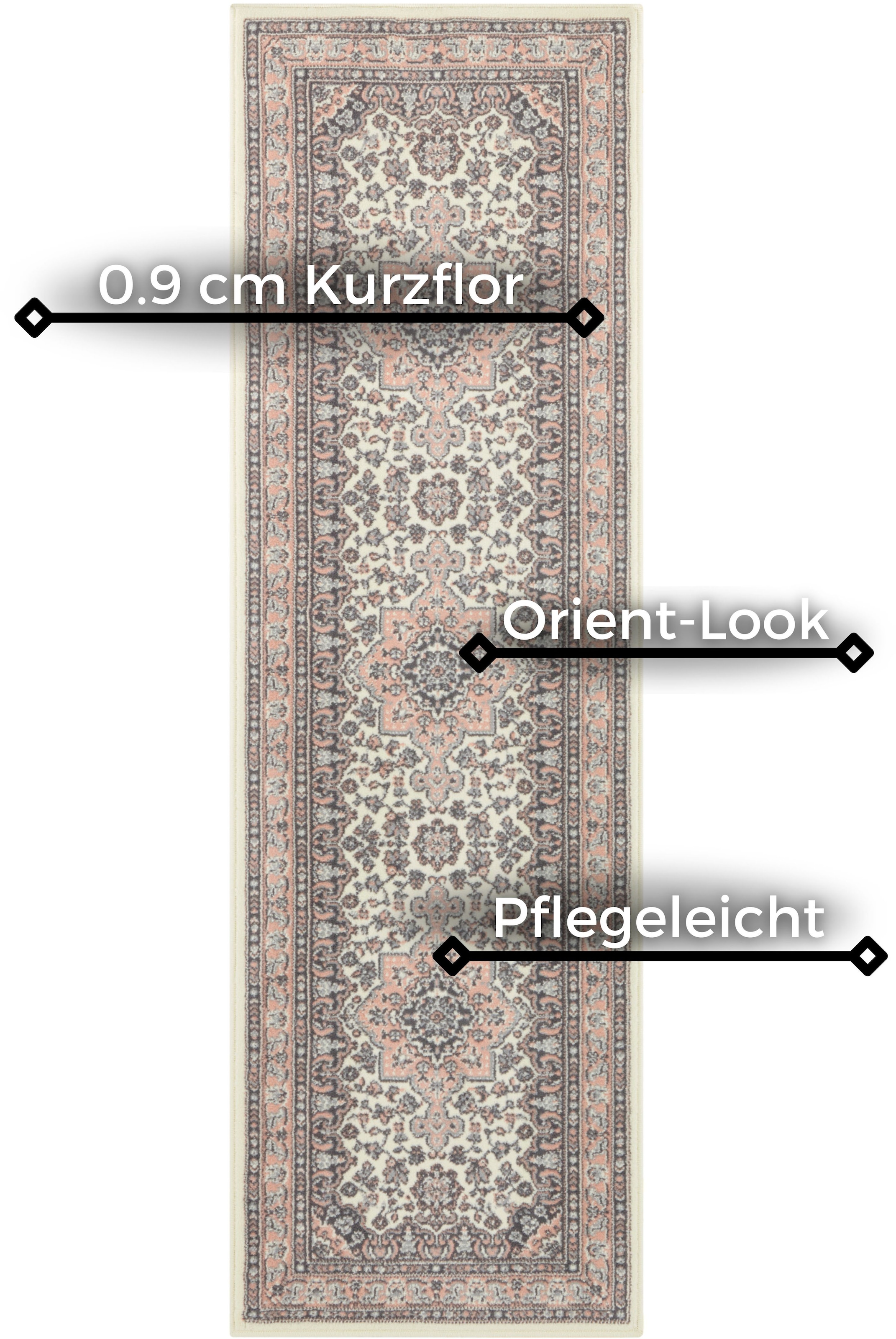 NOURISTAN Teppich »Parun Täbriz«, rechteckig, 9 mm Höhe, Kurzflor, Orient, Läufer, Vintage, Esszimmer, Wohnzimmer, Flur