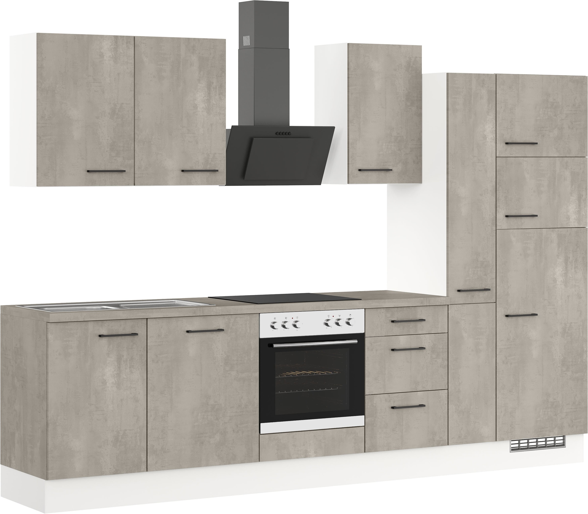 IMPULS KÜCHEN Küchenzeile »"Valencia", Ausrichtung wählbar, Schubkästen mit Soft-Close,«, vormontiert, wahlweise mit E-Geräten, Breite 310 cm