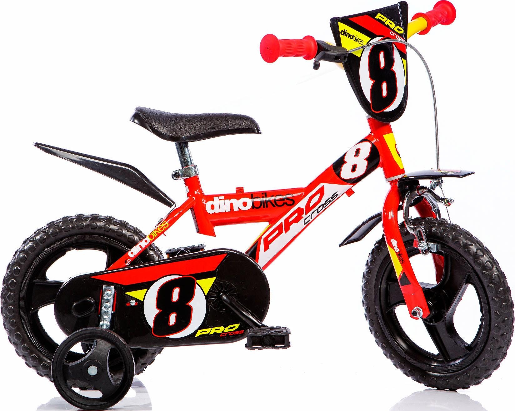 Dino Bikes Kinderfahrrad "12" Pro Cross Kinderfahrrad Jungen stabiler Stahl-Rahmen Stützräder" 1 Gang mit Stützrädern, Frontschild und coolen Schutzblechen
