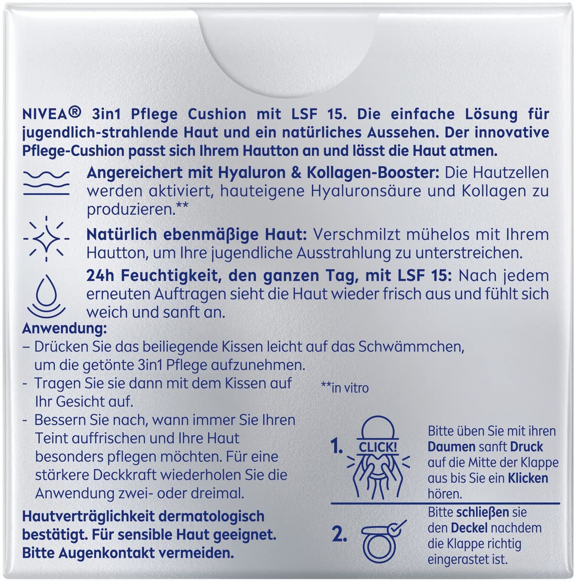 Nivea Foundation »CELLULAR Expert Finish 3in1 Pflege Cushion«, LSF 15, spendet Feuchtigkeit, ebenmäßigere Haut, mindert Fältchen.