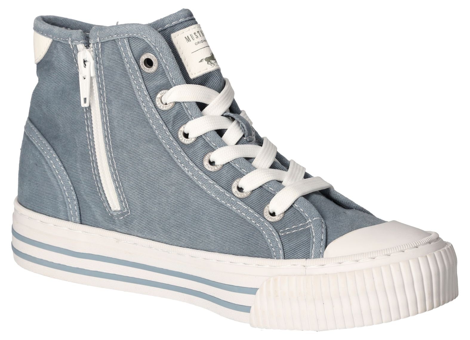 Mustang Shoes Plateausneaker, Schnürschuh, Freizeitschuh, High Top-Sneaker mit Reißverschluss