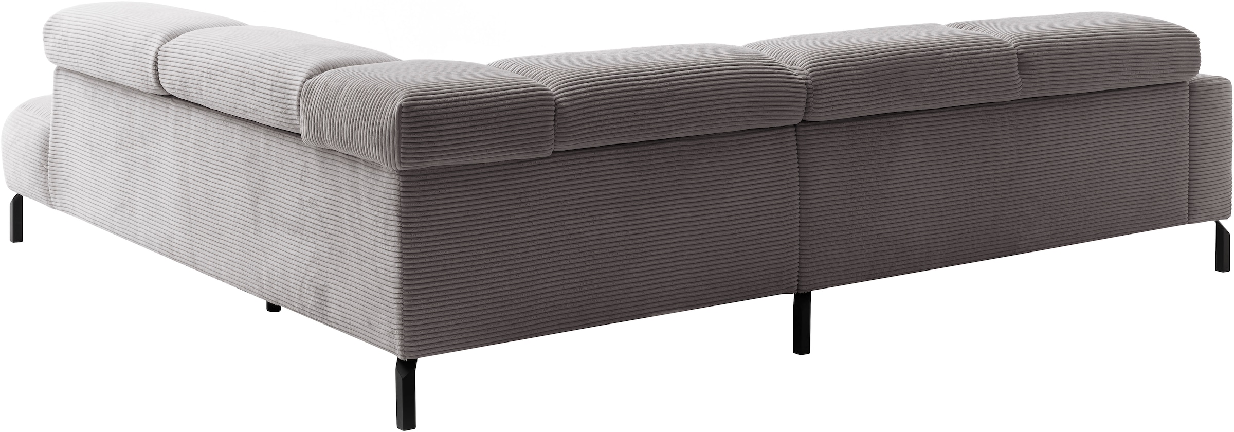 Places of Style Ecksofa »Antonelli, L-Form, inkl. Kopfteilverstellung, Breite 276 cm«, mit elektrischer Sitztiefenverstellung, in Cord, grau