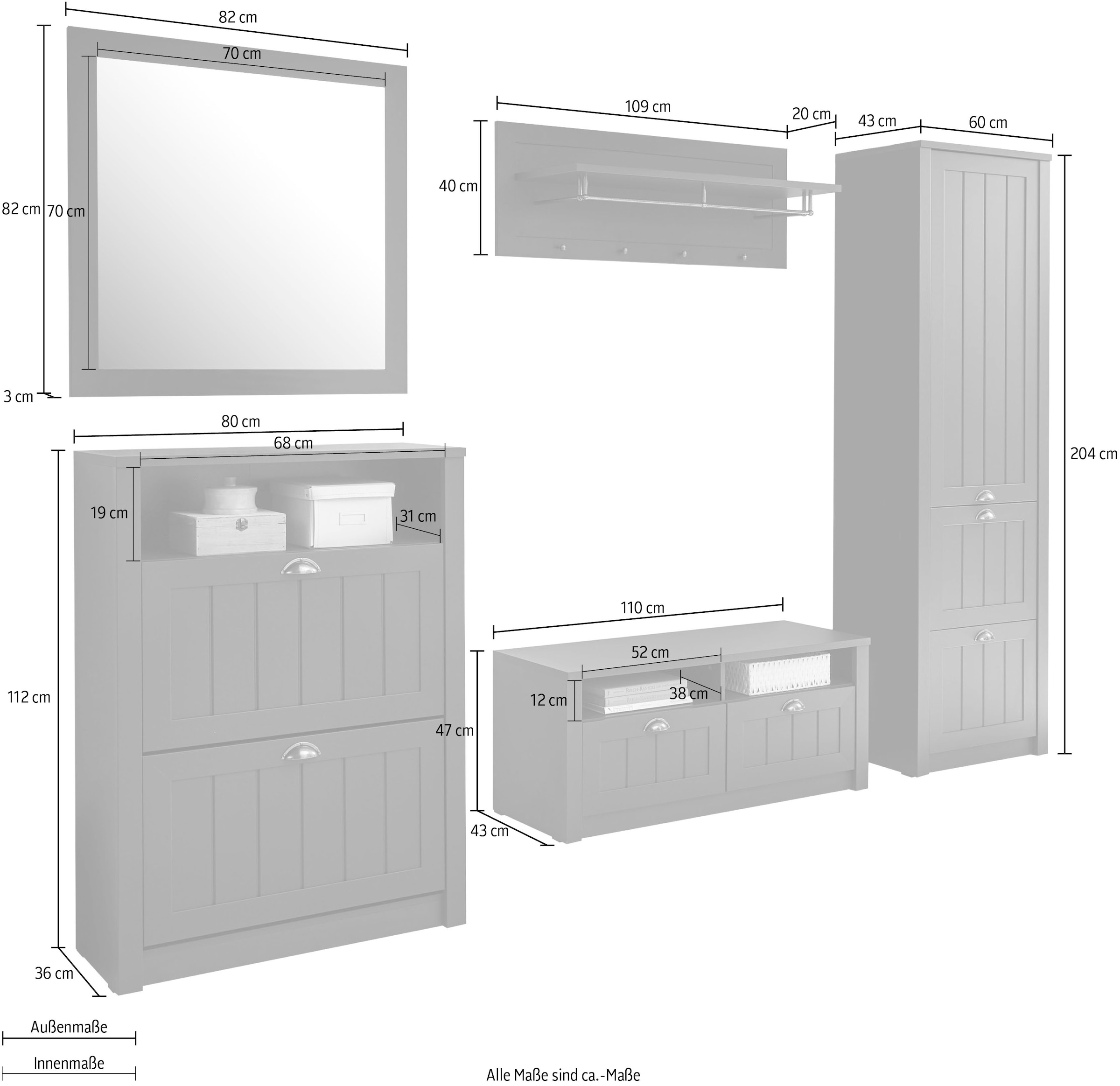 Home affaire Garderoben-Set »ASCOT«, (Set, 5 St.)