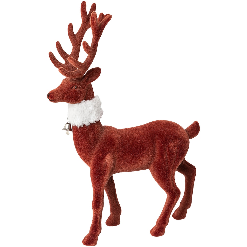 Creativ deco Weihnachtsfigur »Hirsch, Weihnachtsdeko rot«, mit feiner Samtoberfläche